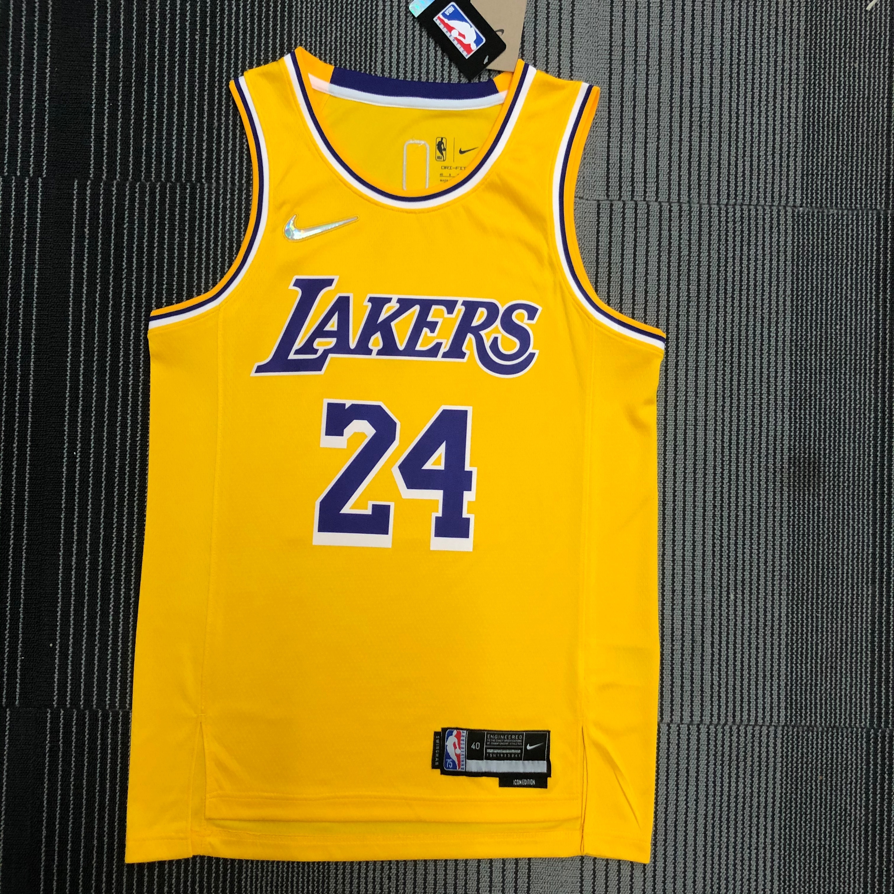NBA 75th Anniversary Los Angeles Lakers Yellow Round Neck #24 BRYANT Jersey High Quality Name and Number Print - leoleo123123