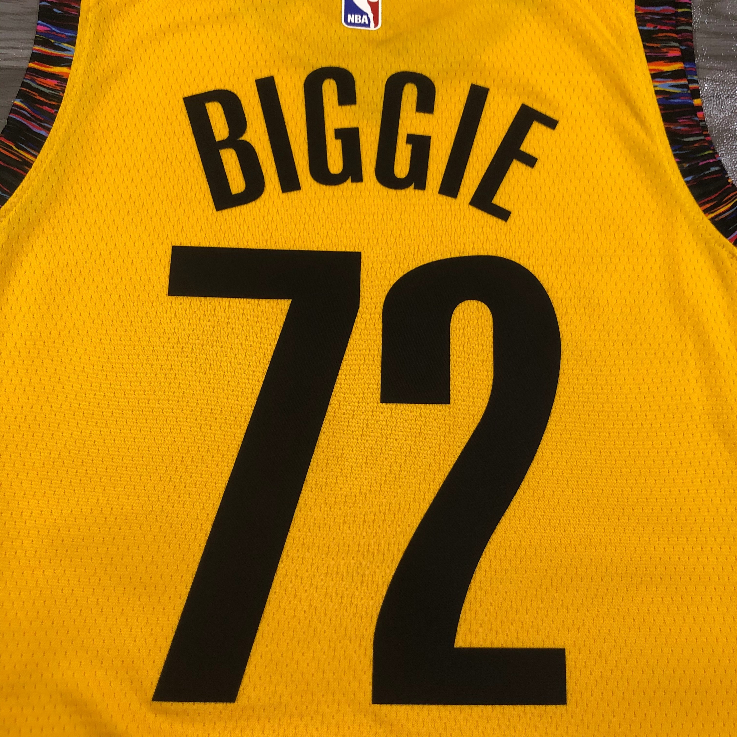 NBA Men Brooklyn Nets Yellow #72 BIGGIE Jersey High Quality Name and Number Print - leoleo123123