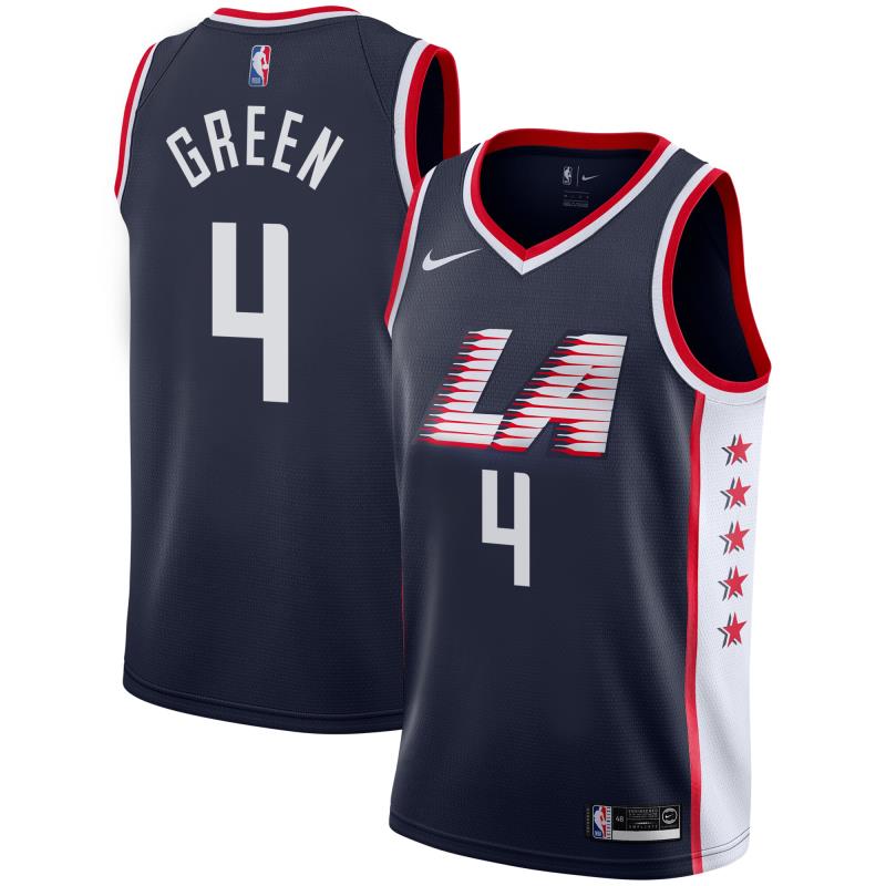NBA Men Los Angeles Clippers Dark Blue City #4 GREEN Jersey High Quality Name and Number Print - leoleo123123