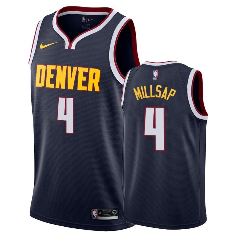 NBA Men Denver Nuggets Dark Blue #4 MILLSAP Jersey High Quality Name and Number Print - leoleo123123