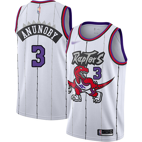 NBA Men Toronto Raptors Classical White #3 ANUNOBY Jersey with Drangon High Quality Name and Number Print - leoleo123123
