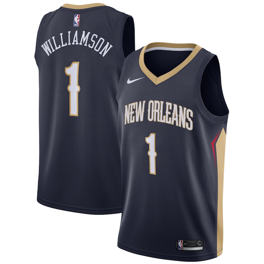 NBA Men New Orleans Pelicans Dark Blue #1 WILLIAMSON Jersey High Quality Name and Number Print - leoleo123123