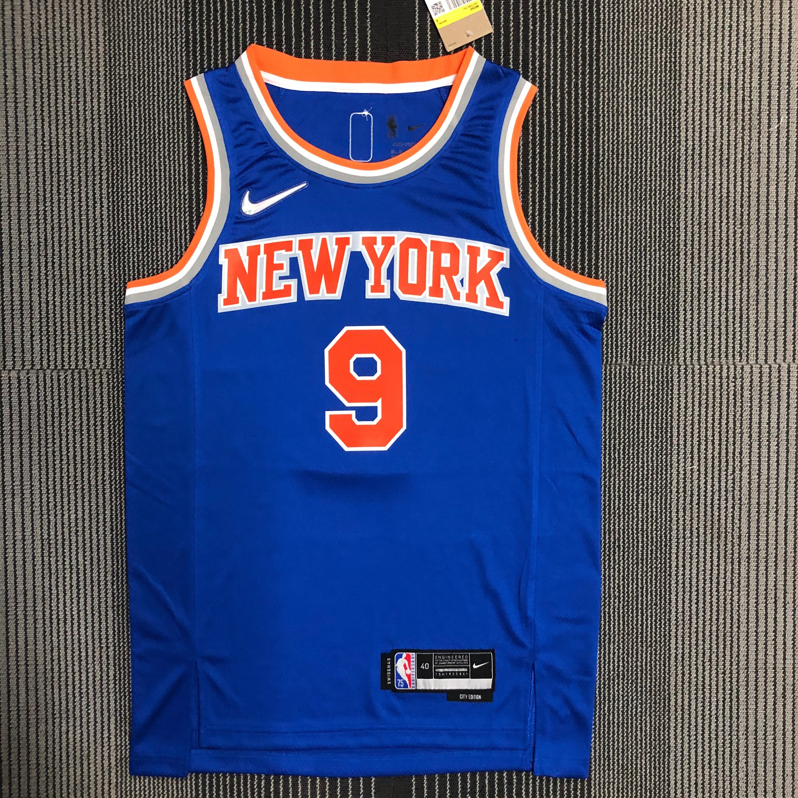 NBA Men 75th Anniversary New York Knicks Blue #9 BARRETT Jersey High Quality Name and Number Print - leoleo123123