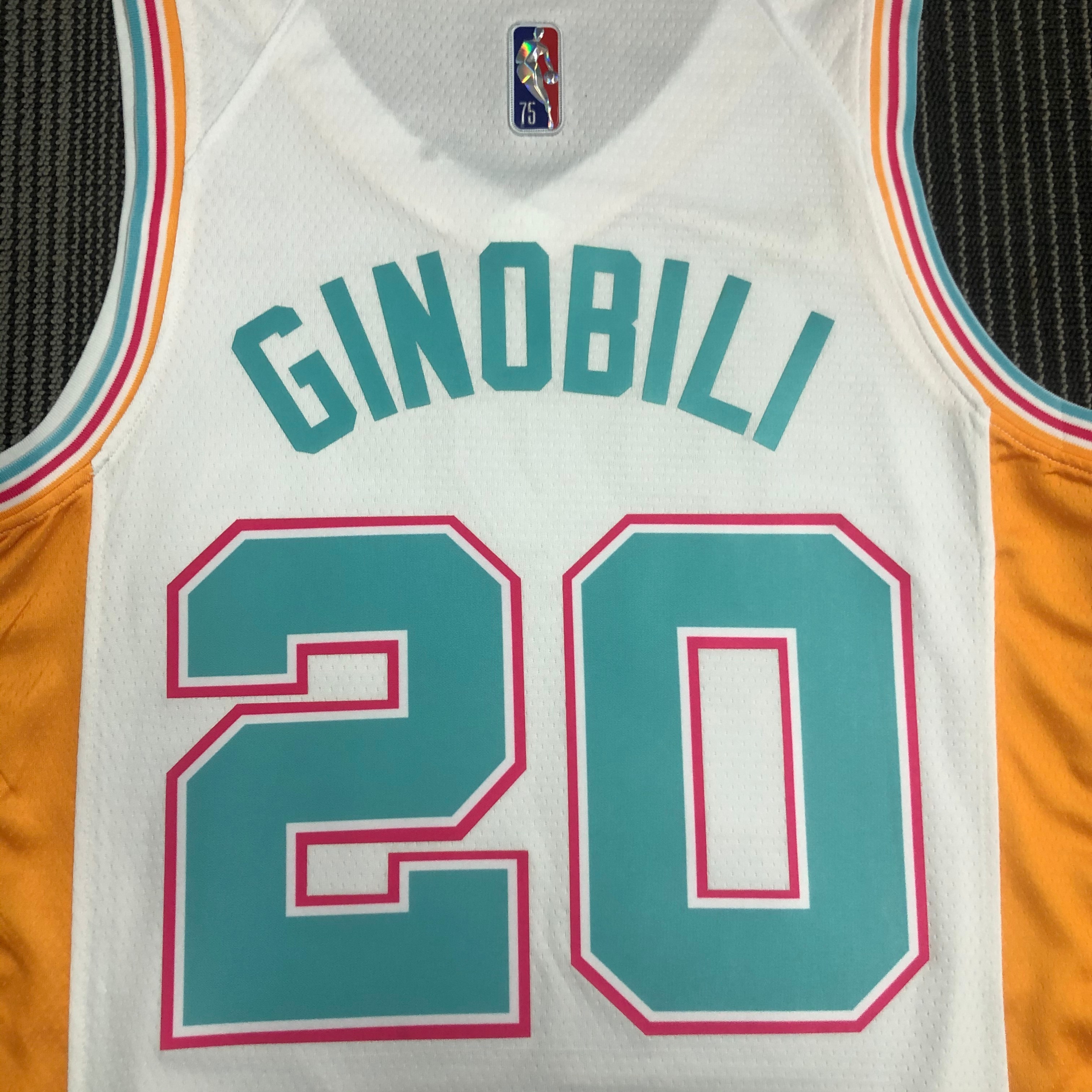 NBA Men 75th Anniversary Season 2022 San Antonio Spurs White #20 GINOBILI Jersey High Quality Name and Number Print - leoleo123123