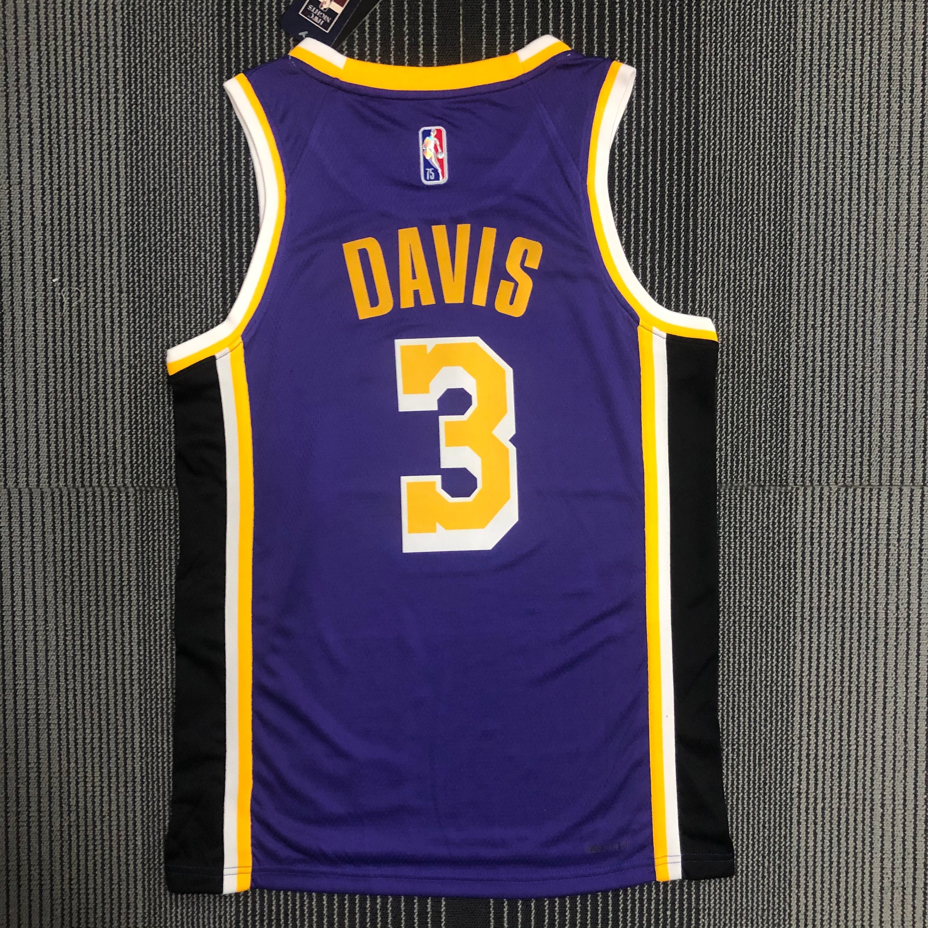 NBA Season 2022 75th Anniversary Los Angeles Lakers with Jordan Logo Purple Round Neck #3 DAVIS Jersey High Quality Name and Number Print - leoleo123123
