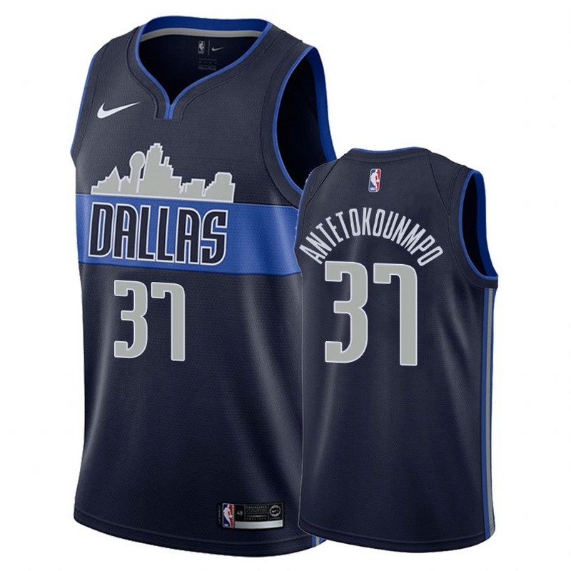NBA Men Dallas Mavericks Dark Blue with Snow Mountain #37 ANTETOKOUNMPO Jersey High Quality Name and Number Print - leoleo123123
