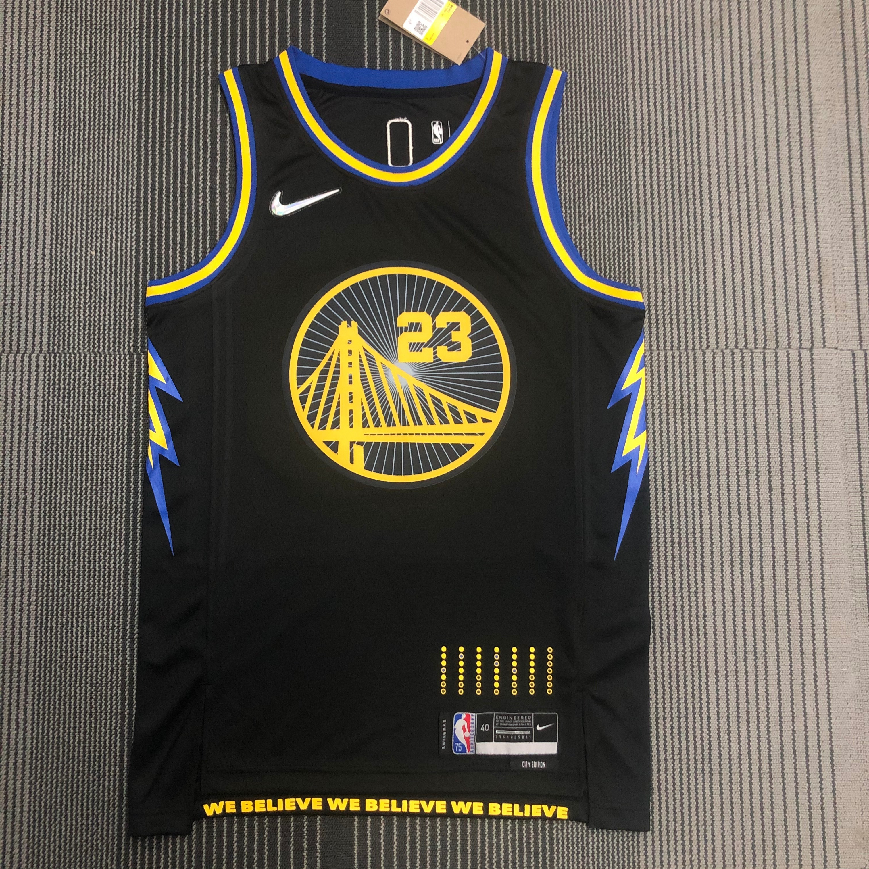 NBA Men 75th Anniversary Season 2022 Golden State Warriors Black #23 GREEN Jersey High Quality Name and Number Print - leoleo123123