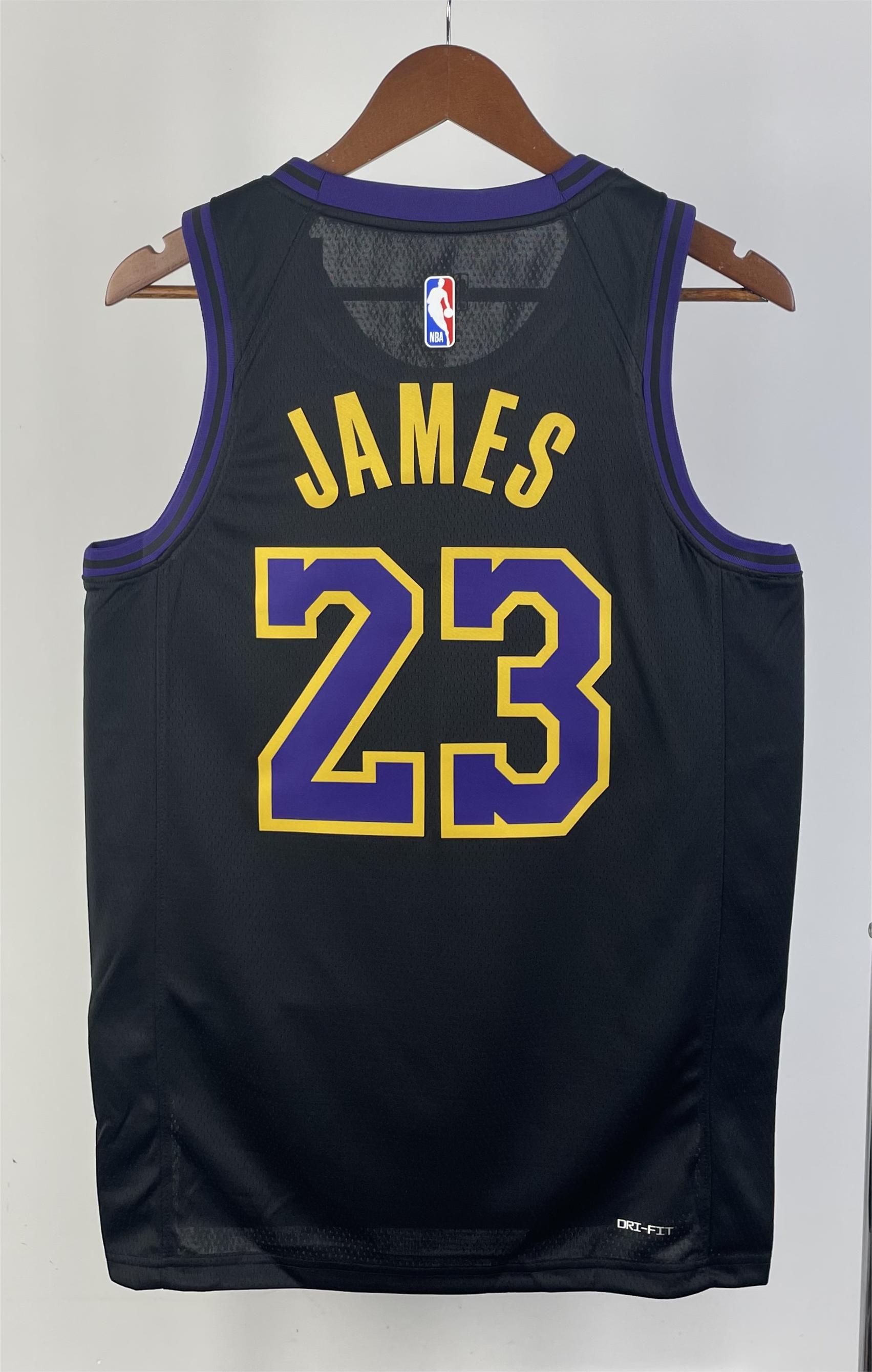 NBA Men 2024 Los Angeles Lakers Black City Version #23 JAMES Jersey High Quality Name and Number Print - leoleo123123