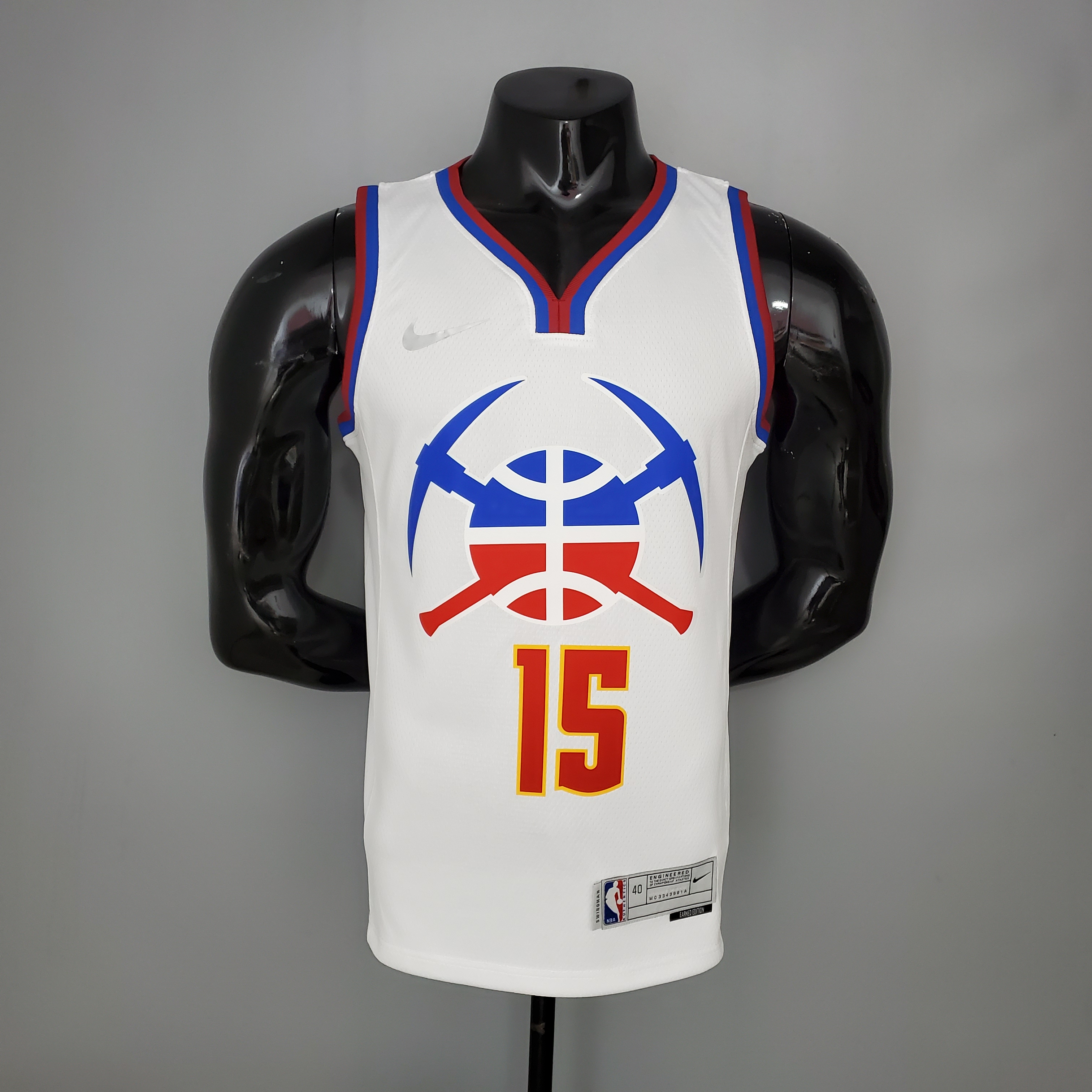 NBA Men Season 2021 Denver Nuggets White Award Version #15 JOKIC Jersey High Quality Name and Number Print - leoleo123123