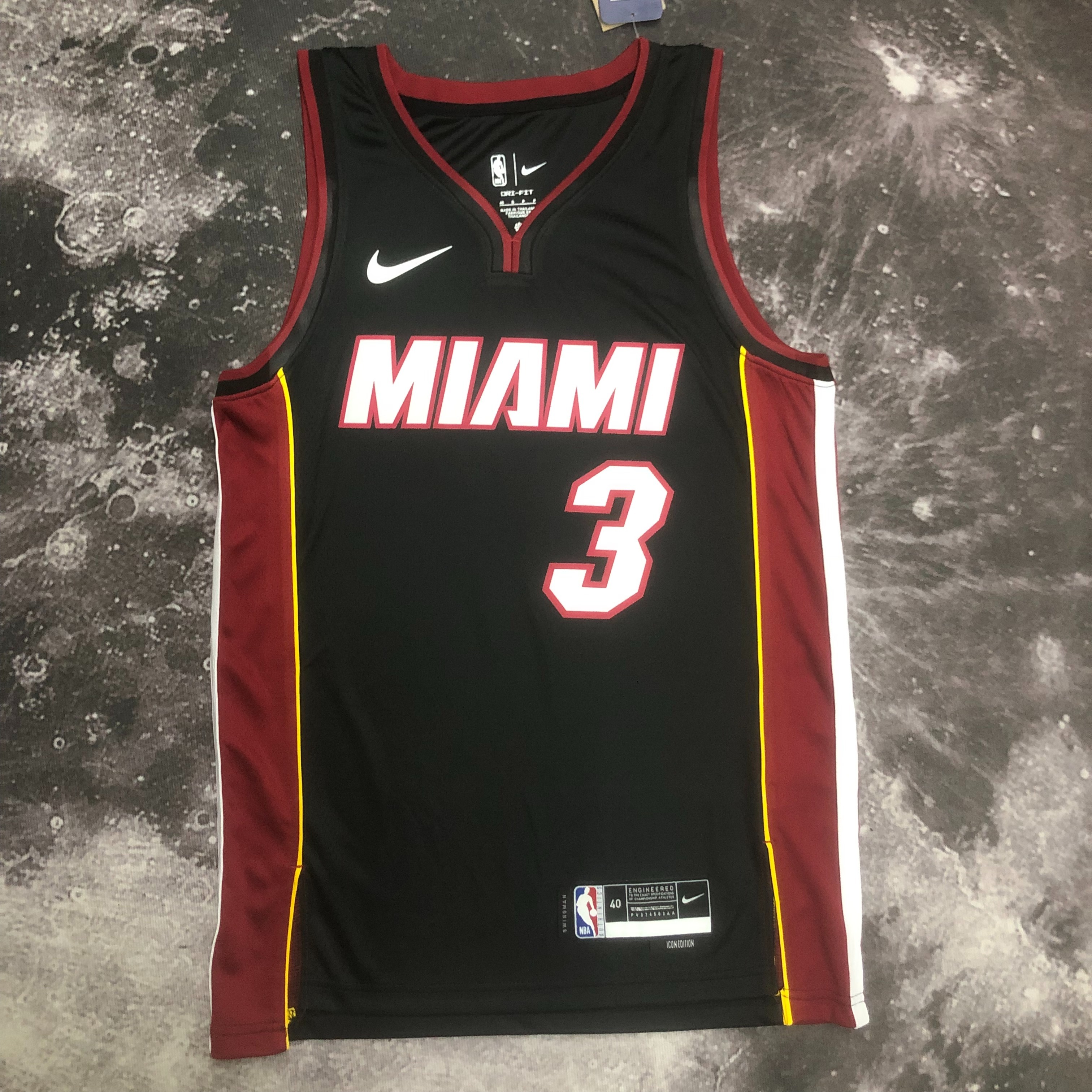 NBA Men Season 2023 Miami Heat Black #3 WADE Jersey High Quality Name and Number Print - leoleo123123