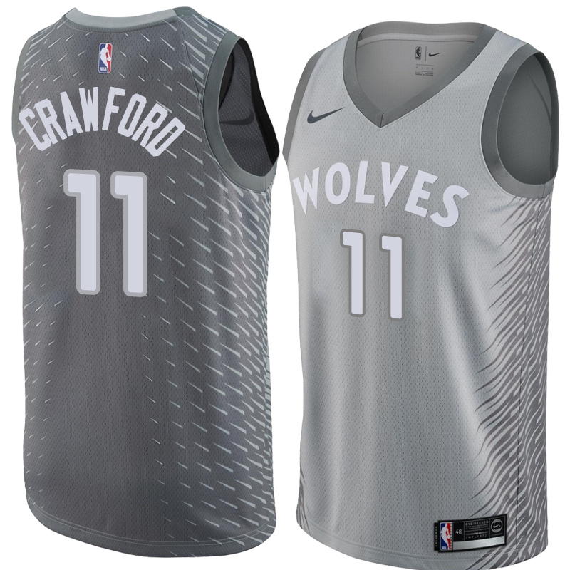 NBA Men Minnesota Timberwolves Grey City #11 CRAWFORD Jersey High Quality Name and Number Print - leoleo123123