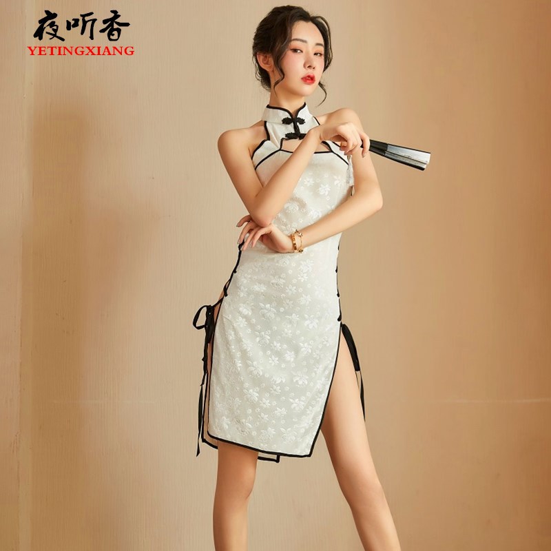 夜听香新款情趣内衣性感绑带诱惑民国风开叉镂空复古旗袍制服560 - leoleo123123