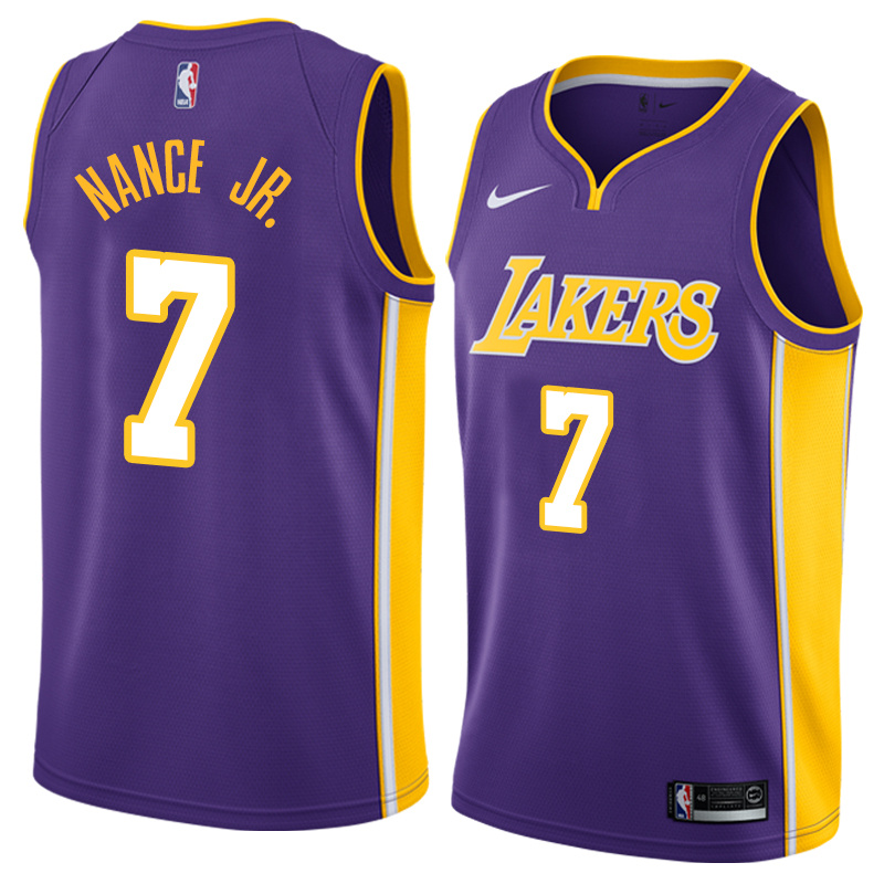 NBA Men Los Angeles Lakers Purple #7 NANCE JR. V-neck Jersey High Quality Name and Number Print - leoleo123123