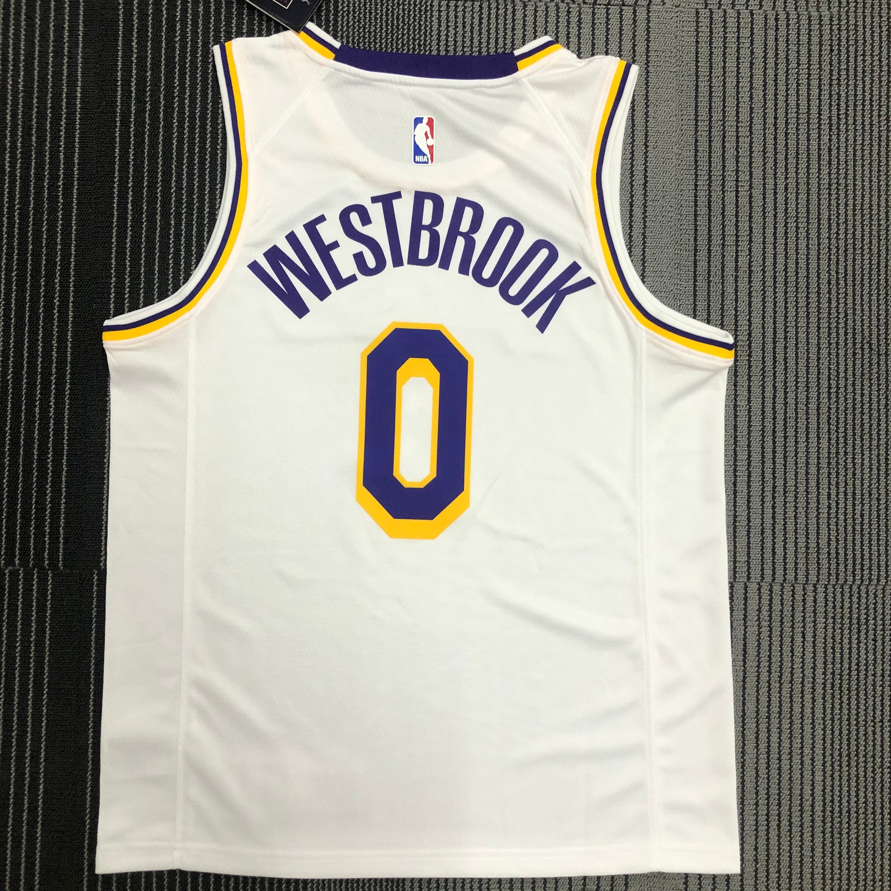 NBA Men Los Angeles Lakers #0 WESTBROOK Retro White Round Neck Jersey High Quality Name and Number Print - leoleo123123