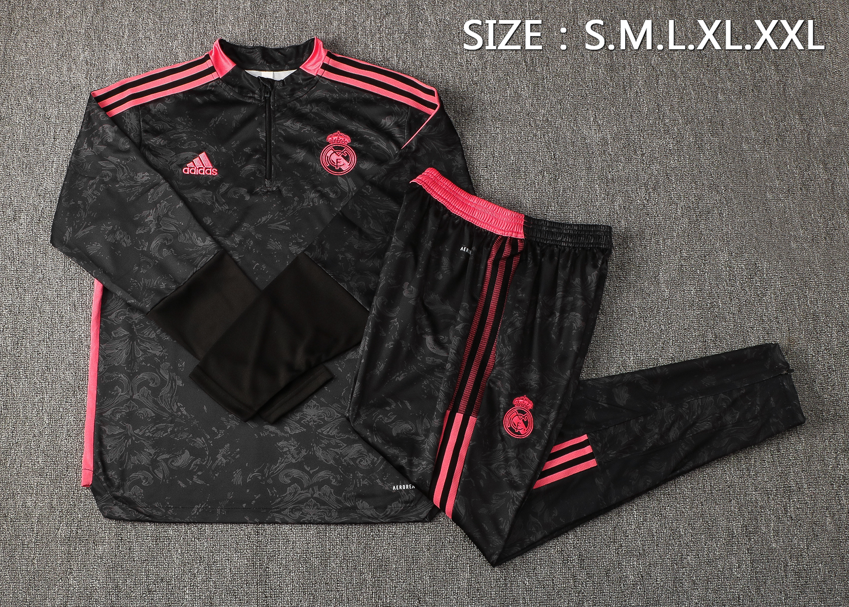 21-22 Real Madrid Black Sweater Tracksuit Thai Quality - leoleo123123