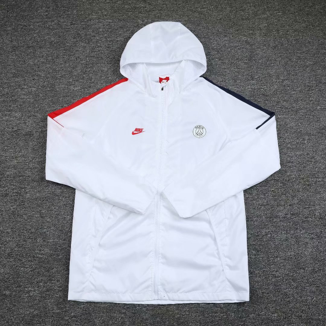 20-21 PSG White with Nike Logo Windbreaker Jacket Thai Quality - leoleo123123