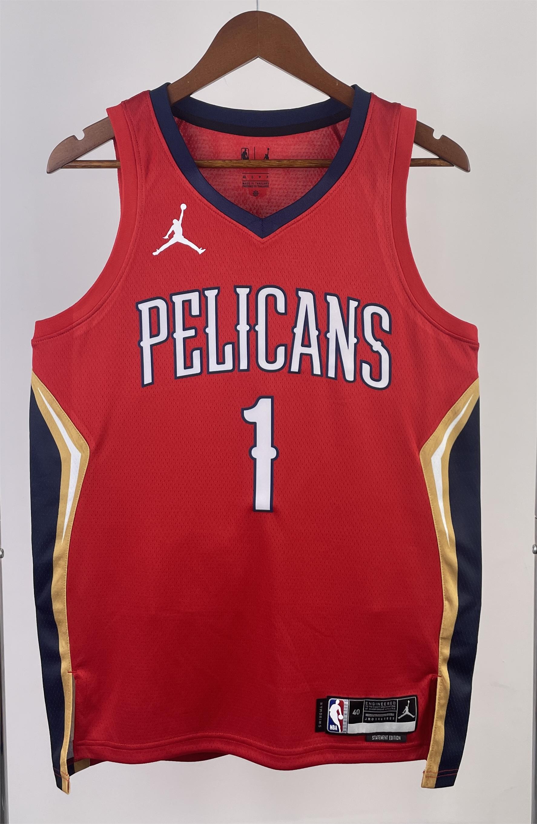 NBA Men 2022/23 New Orleans Pelicans Red with Jordan Logo #1 WILLIAMSON Jersey High Quality Name and Number Print - leoleo123123