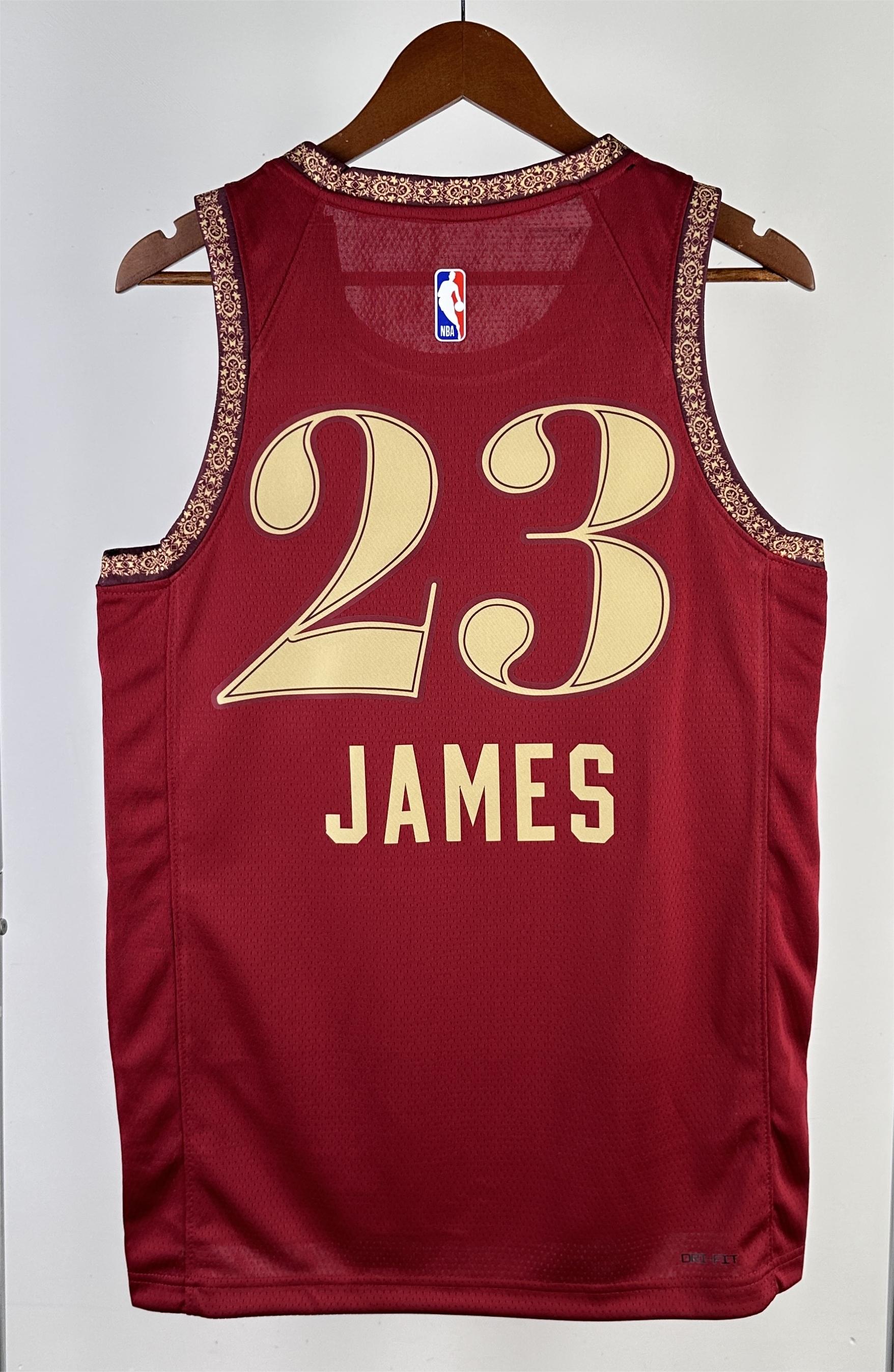 NBA 2024 Men Cleveland Cavaliers City Edition Red #23 JAMES Jersey High Quality Name and Number Print - leoleo123123