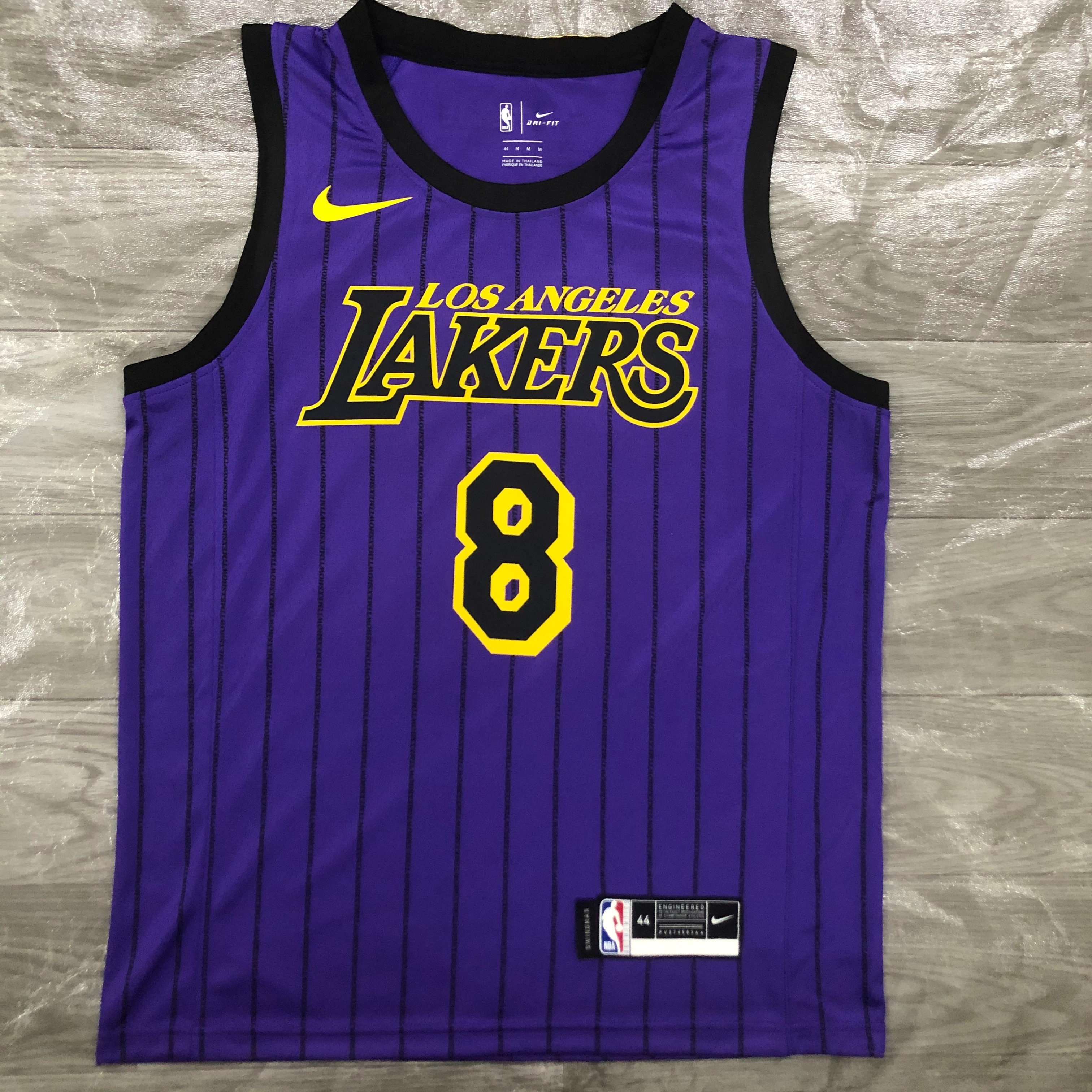 NBA Men Los Angeles Lakers Retro Purple with Black Lines #8 BRYANT Round Neck Jersey High Quality Name and Number Print - leoleo123123