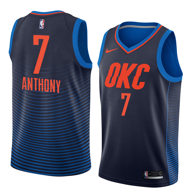 NBA Men Oklahoma City Thunder Dark Blue #7 ANTHONY Jersey High Quality Name and Number Print - leoleo123123