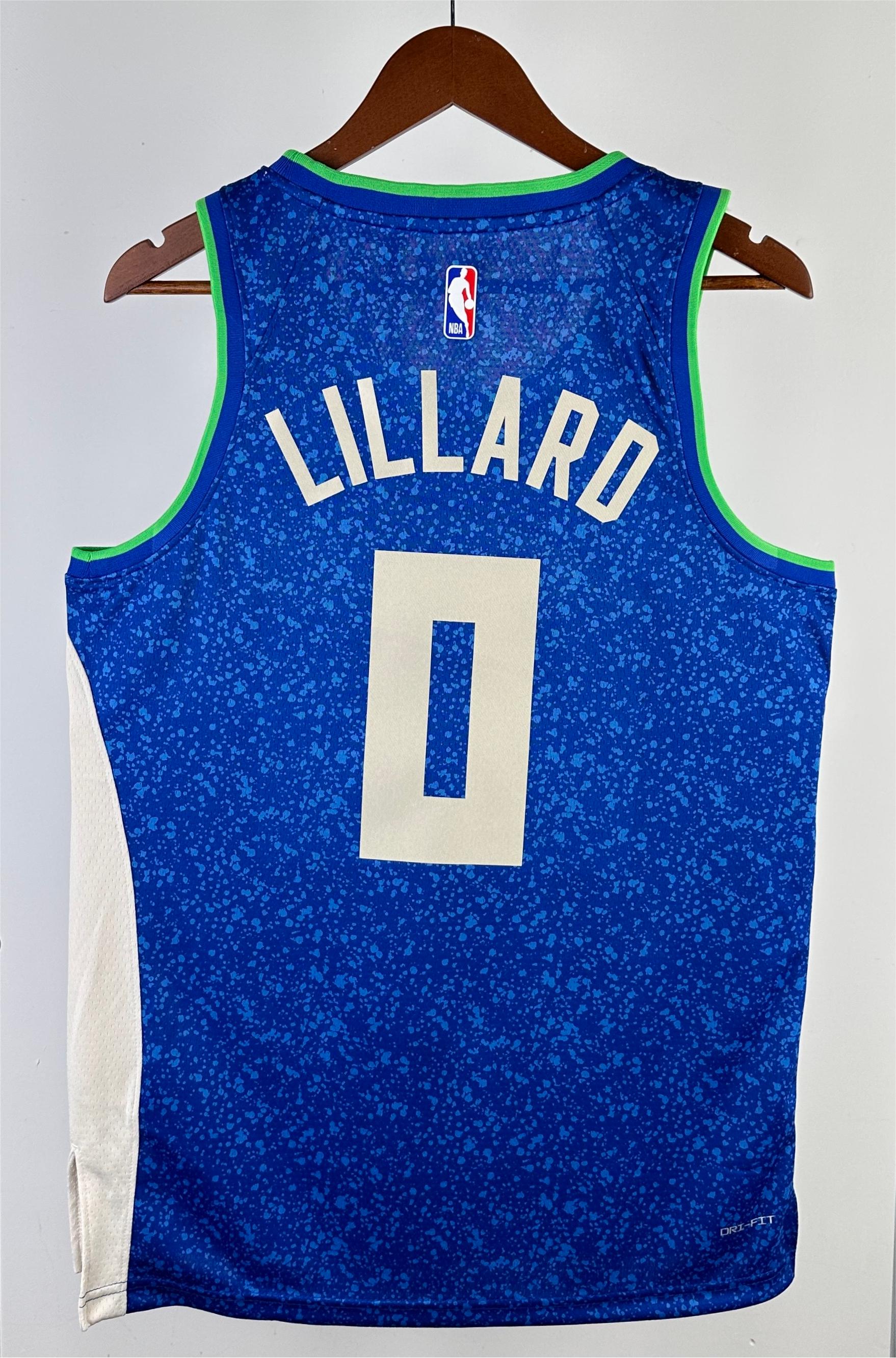 NBA Men 2023 Milwaukee Bucks Blue City Edition #0 LILLARD Jersey High Quality Name and Number Print - leoleo123123