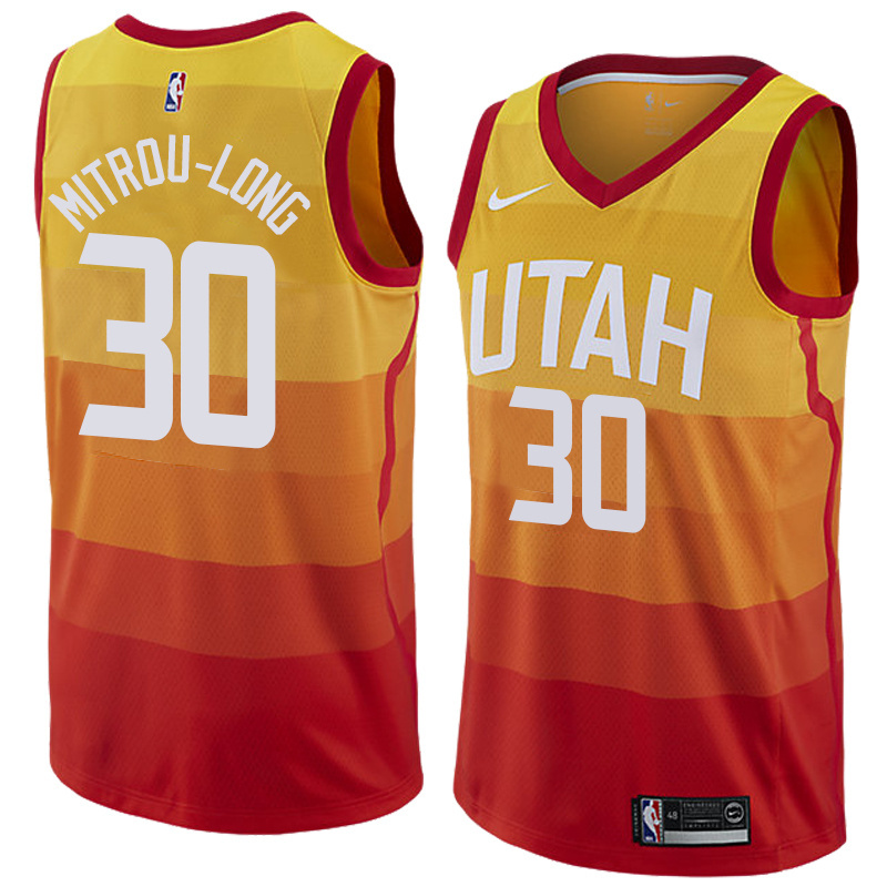 NBA Men Utah Jazz Yellow & Orange #30 MITROU-LONG Jersey High Quality Name and Number Print - leoleo123123