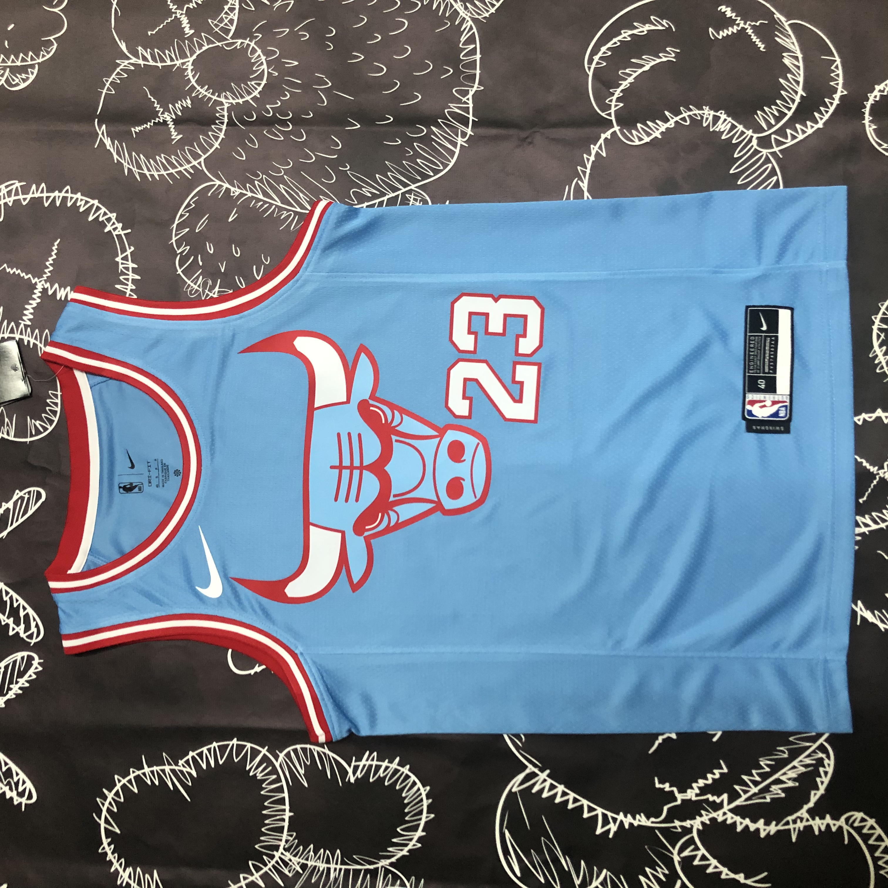 NBA Men Chicago Bulls Blue #23 JORDAN Jersey High Quality Name and Number Print - leoleo123123