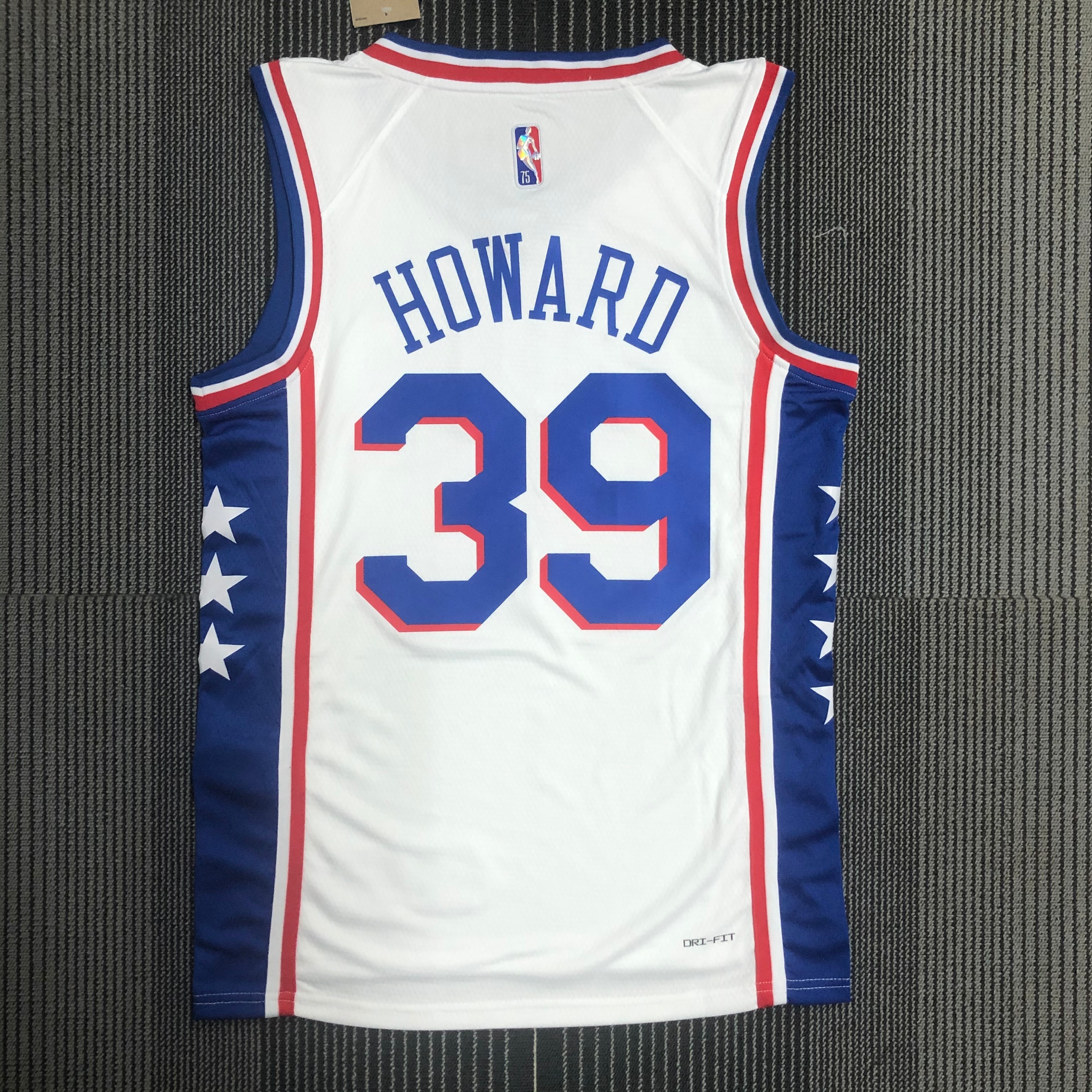 NBA Men 75th Anniversary Season 2022 Philadelphia 76ers White V-neck #39 HOWARD Jersey High Quality Name and Number Print - leoleo123123