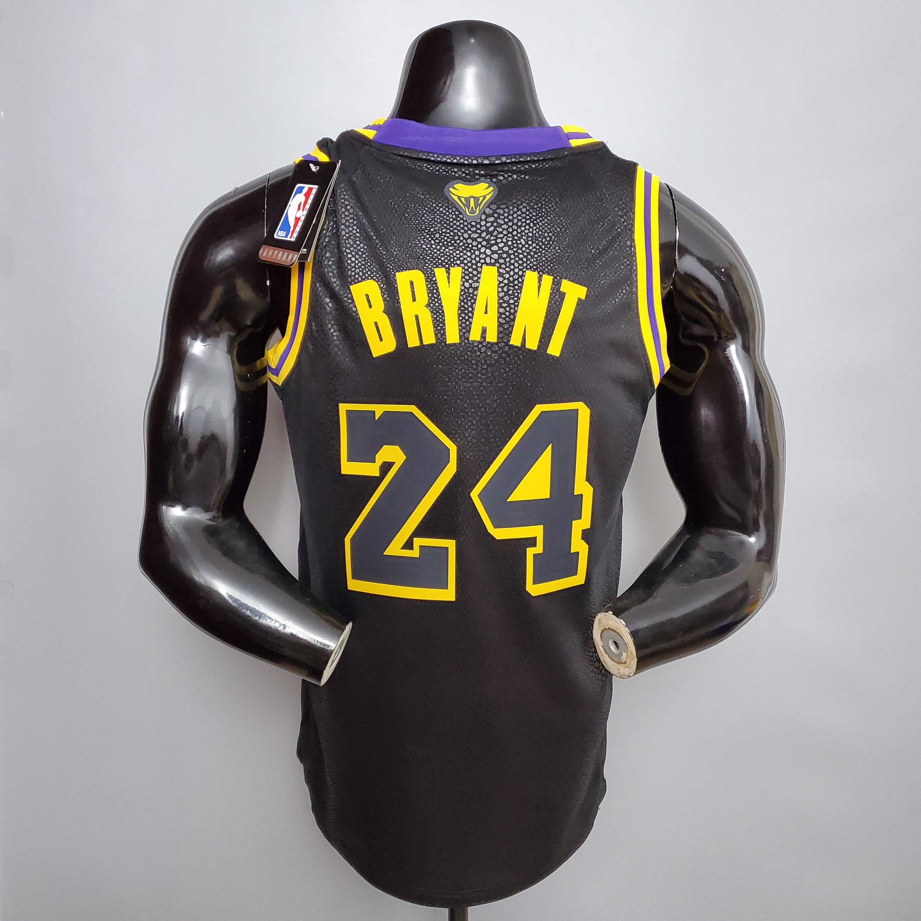 NBA Men Los Angeles Lakers Black with Snake 24 BRYANT Jersey High Quality Name and Number Print - leoleo123123