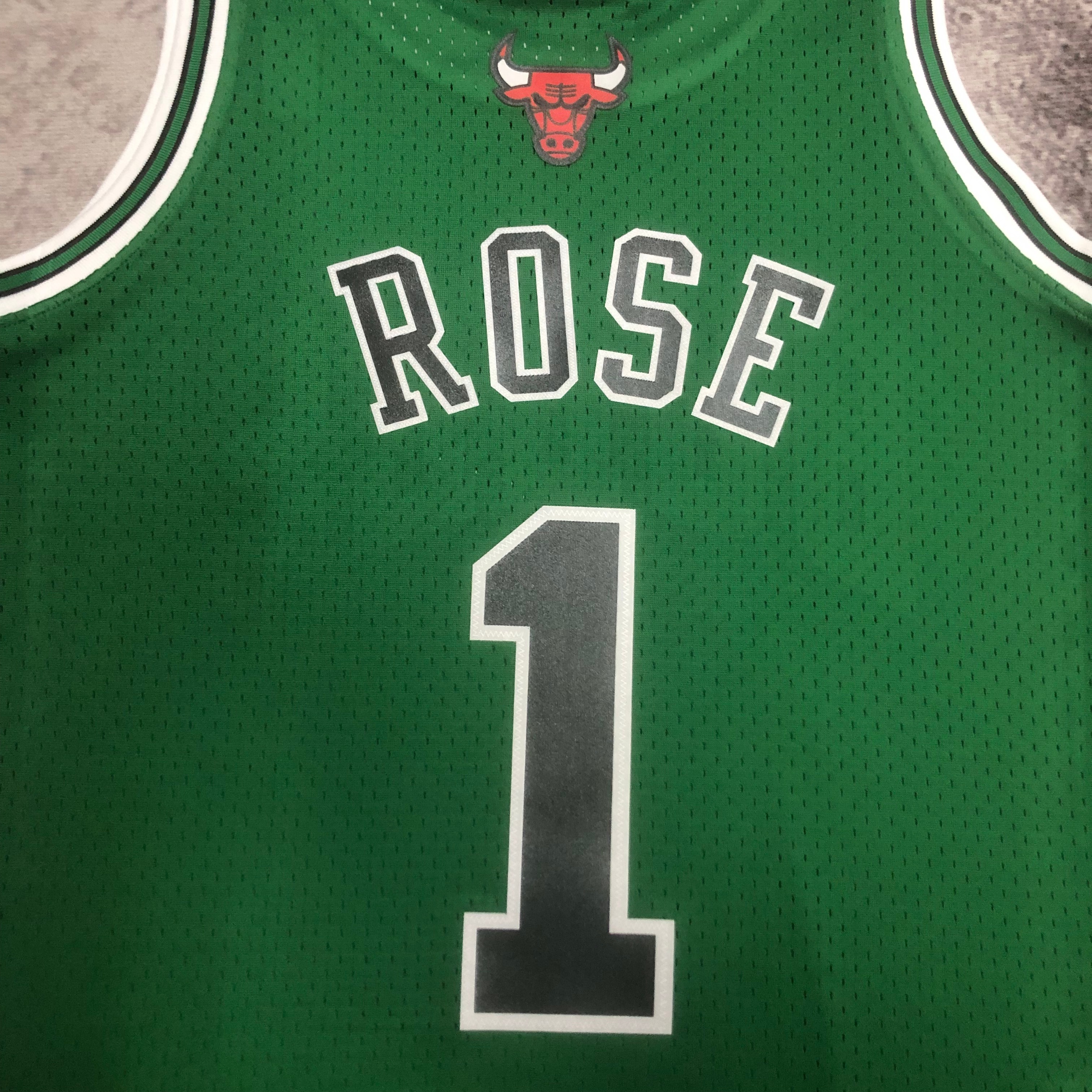 NBA Men Season 08-09 Retro Chicago Bulls Green #1 ROSE with Black Letter Jersey High Quality Name and Number Print - leoleo123123
