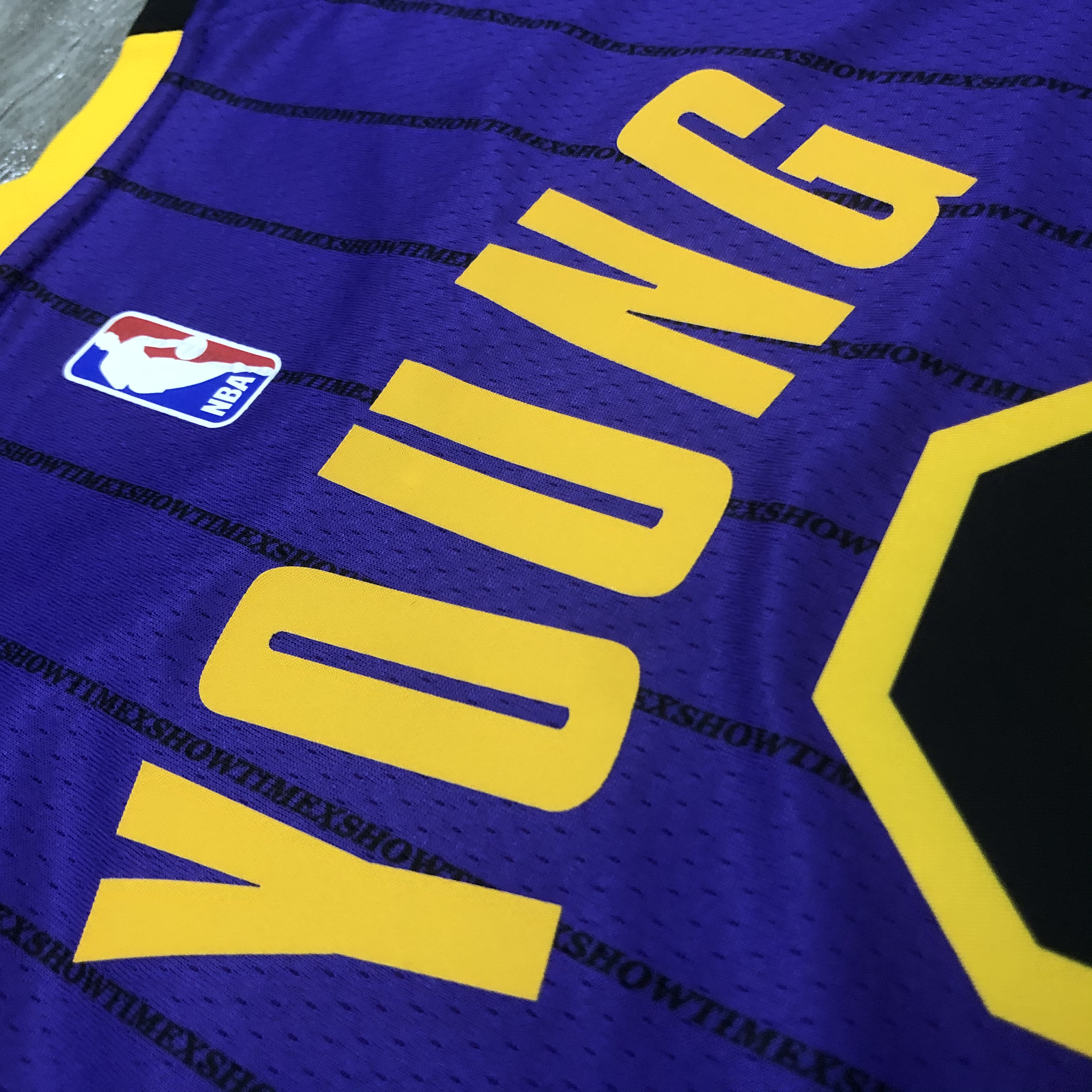 NBA Men Los Angeles Lakers Retro Purple with Black Lines #0 YOUNG Round Neck Jersey High Quality Name and Number Print - leoleo123123