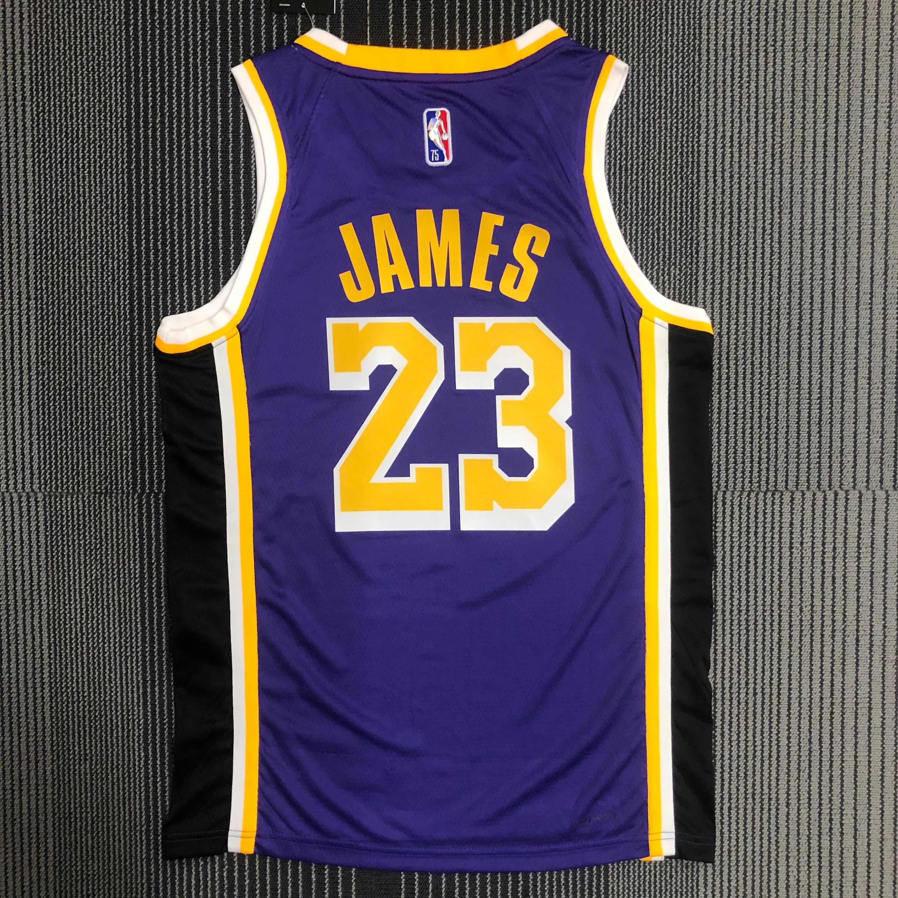 NBA Season 2022 75th Anniversary Los Angeles Lakers with Jordan Logo Purple Round Neck #23 JAMES Jersey High Quality Name and Number Print - leoleo123123