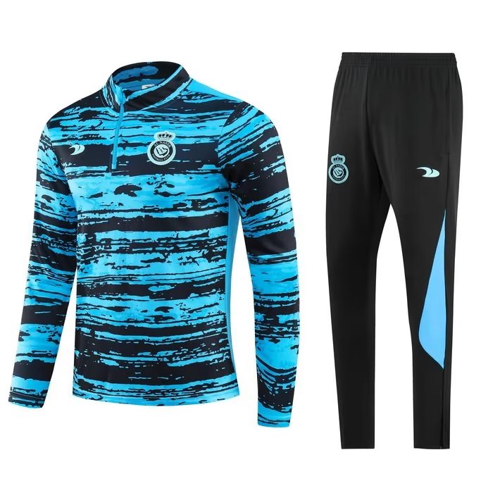 23/24 Al Nassr Kids Blue and Black Sweater Tracksuit Thai Quality - leoleo123123