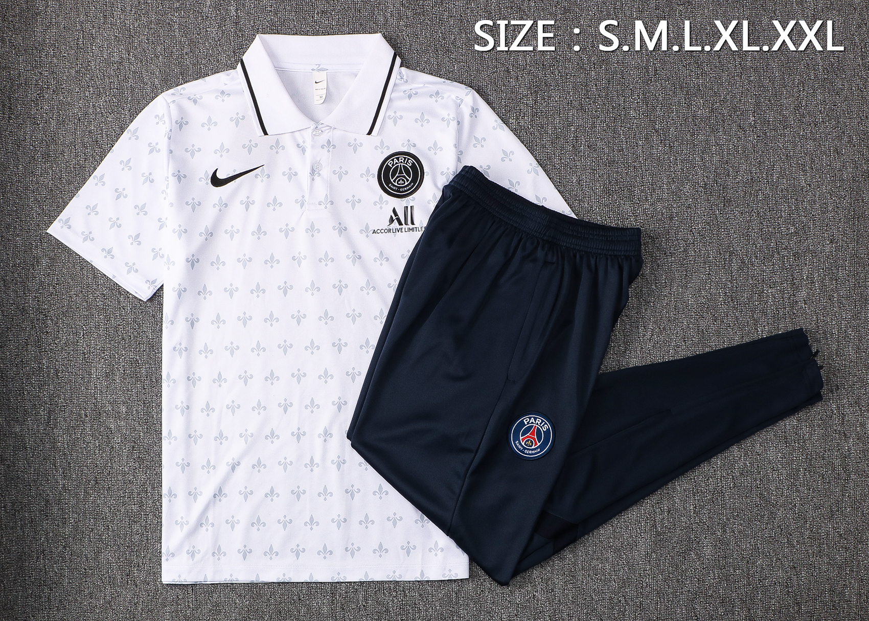 21-22 PSG White Polo Training Tracksuit Thai Quality - leoleo123123