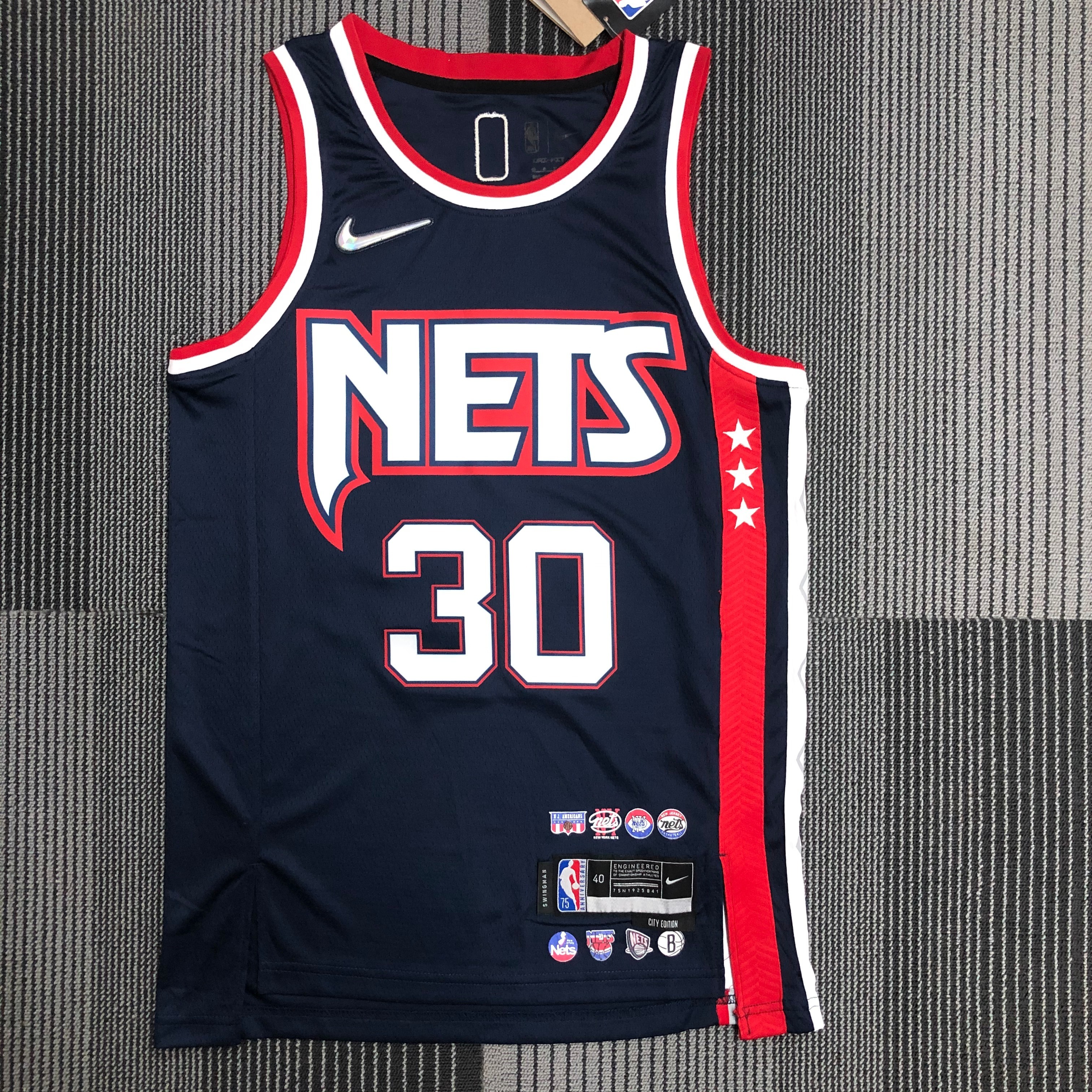 NBA Season 2022 75th Anniversary Brooklyn Nets Black #30 CURRY Jersey High Quality Name and Number Print - leoleo123123