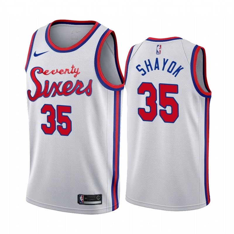 NBA Men Philadelphia 76ers 19-20 Season White #35 SHAYOK Jersey High Quality Name and Number Print - leoleo123123