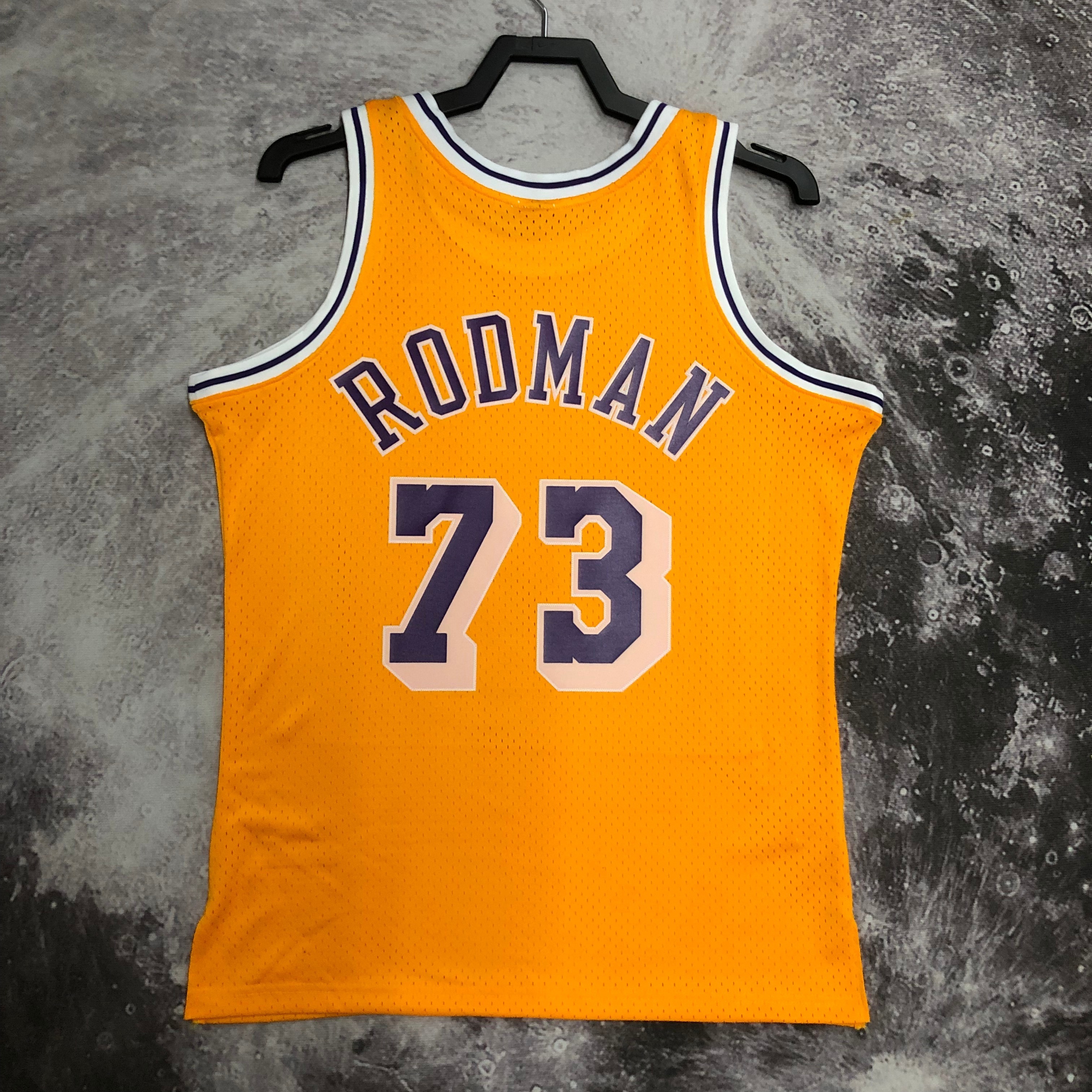 NBA Men Season 98-99 Los Angeles Lakers Yellow #73 RODMAN Jersey High Quality Name and Number Print - leoleo123123