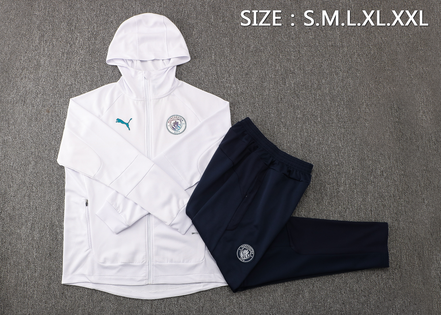 21-22 Man City White Jacket Tracksuit with Cap Thai Quality - leoleo123123