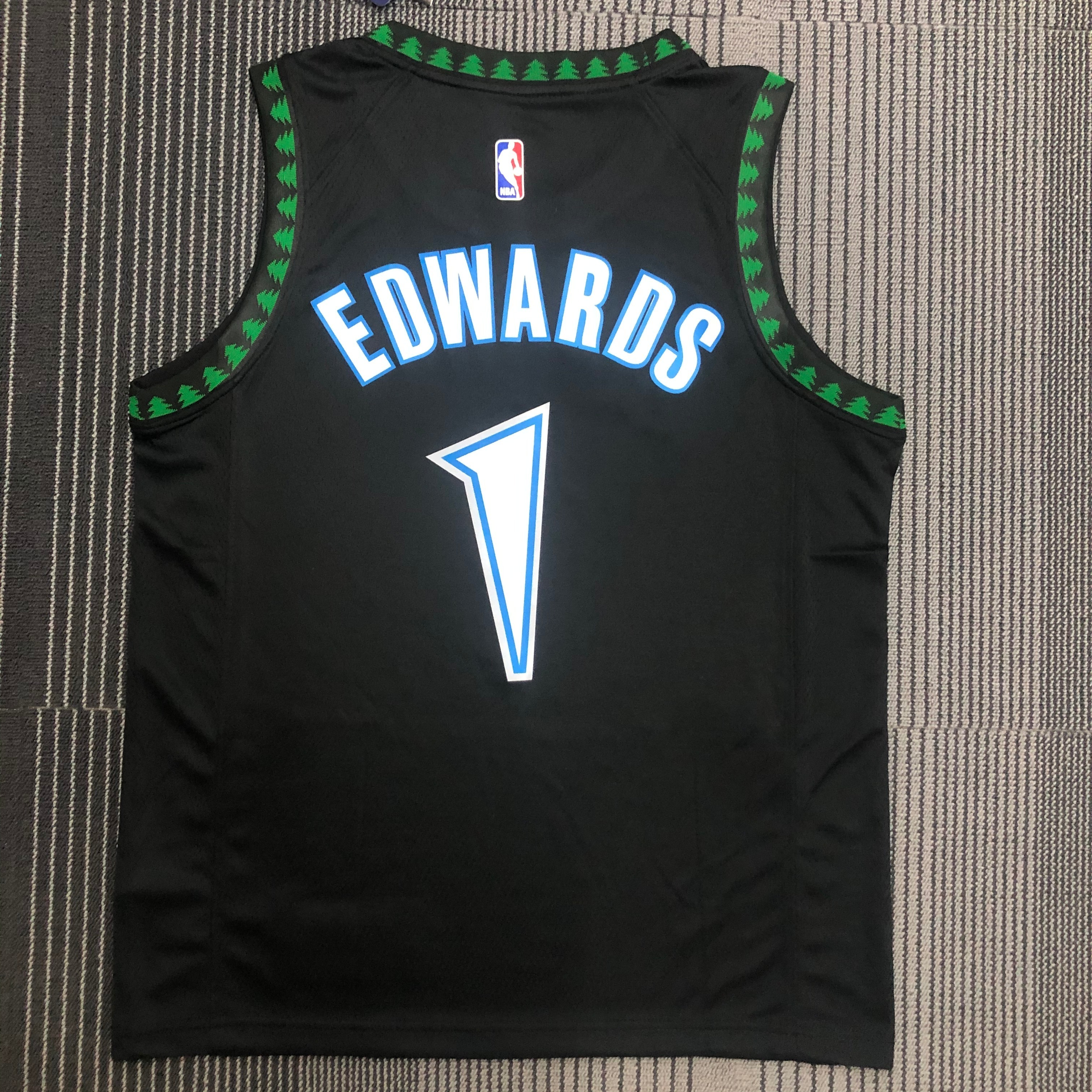 NBA Men Minnesota Timberwolves Retro Black #1 EDWARDS Jersey High Quality Name and Number Print - leoleo123123