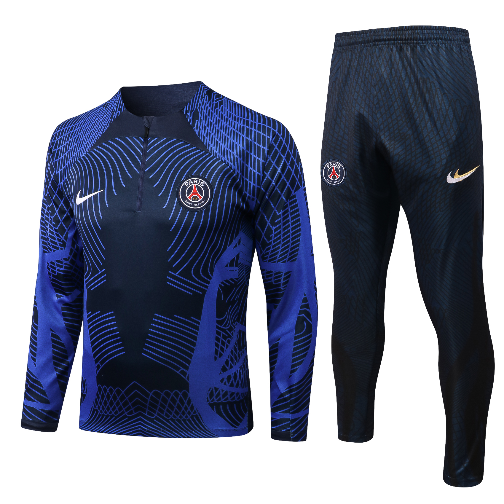 22/23 PSG Blue Sweater Tracksuit with Ink-jet Printing Thai Quality - leoleo123123
