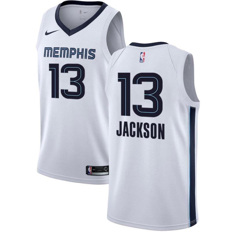 NBA Men Memphis Grizzlies White #13 JACKSON Jersey High Quality Name and Number Print - leoleo123123