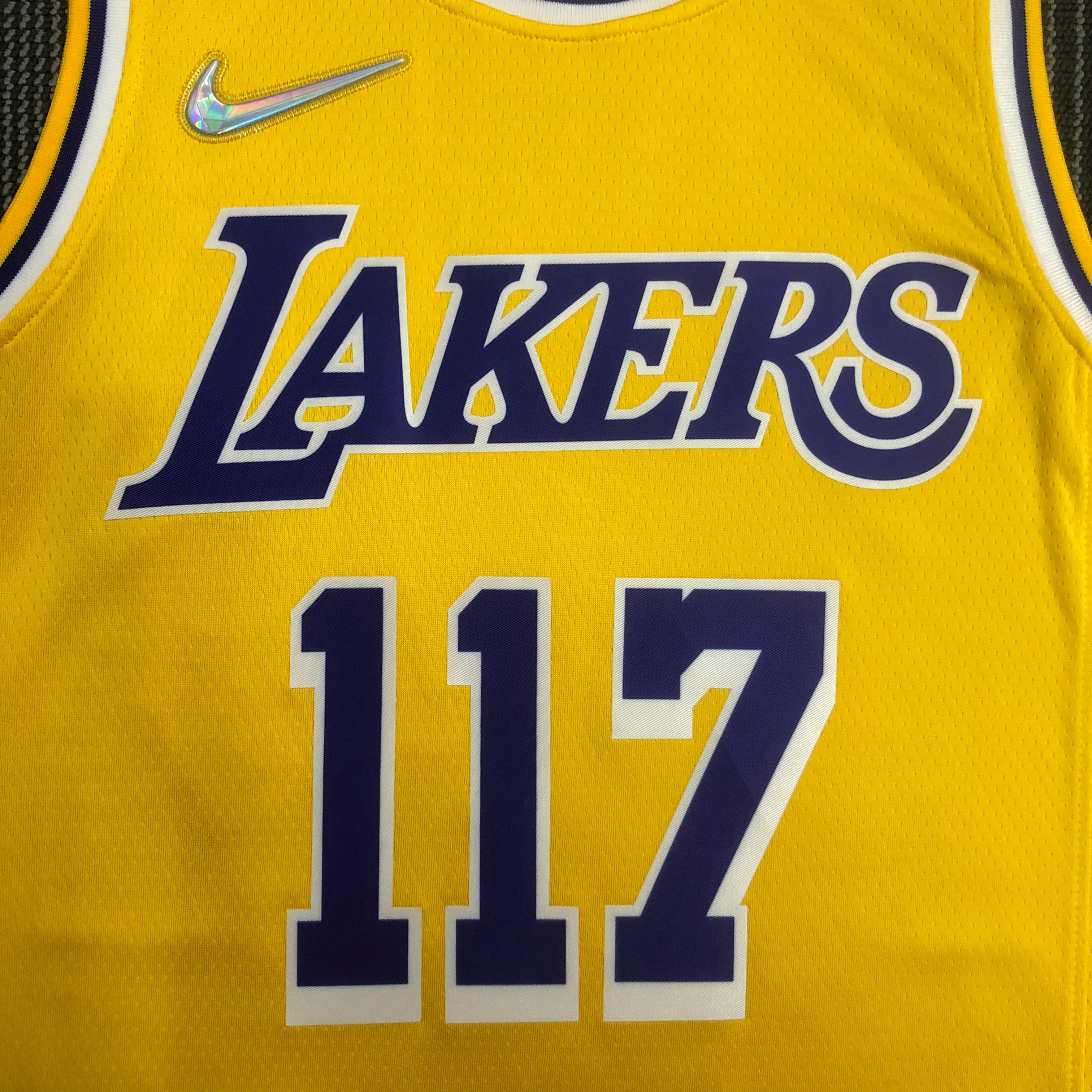 NBA 75th Anniversary X-BOX Los Angeles Lakers Yellow Round Neck #117 Jersey High Quality Name and Number Print - leoleo123123