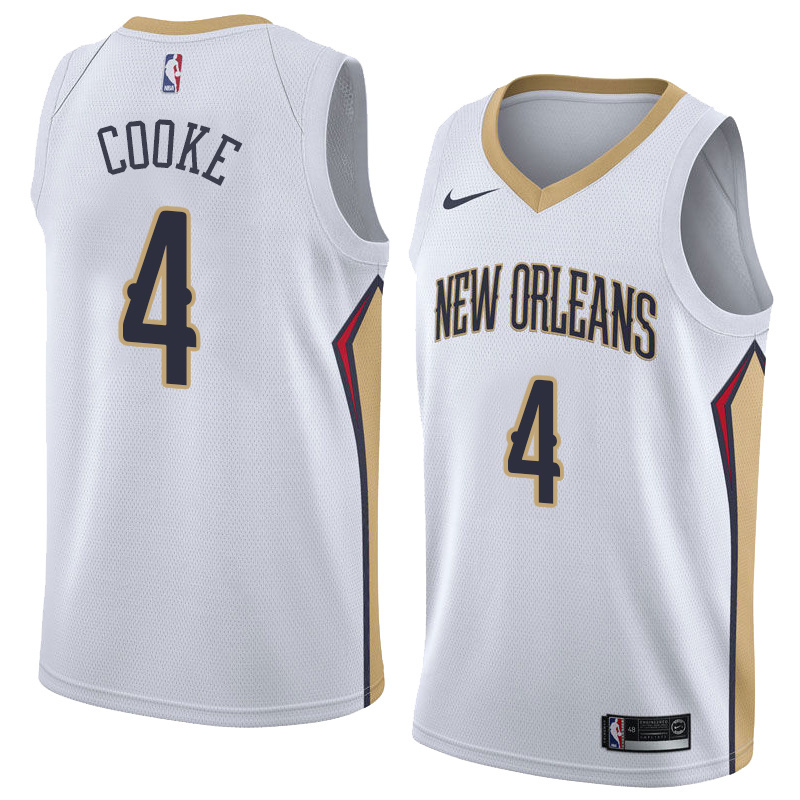 NBA Men New Orleans Pelicans White #4 COOKE Jersey High Quality Name and Number Print - leoleo123123