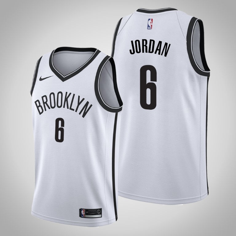 NBA Men New Brooklyn Nets White #6 JORDAN Jersey High Quality Name and Number Print - leoleo123123