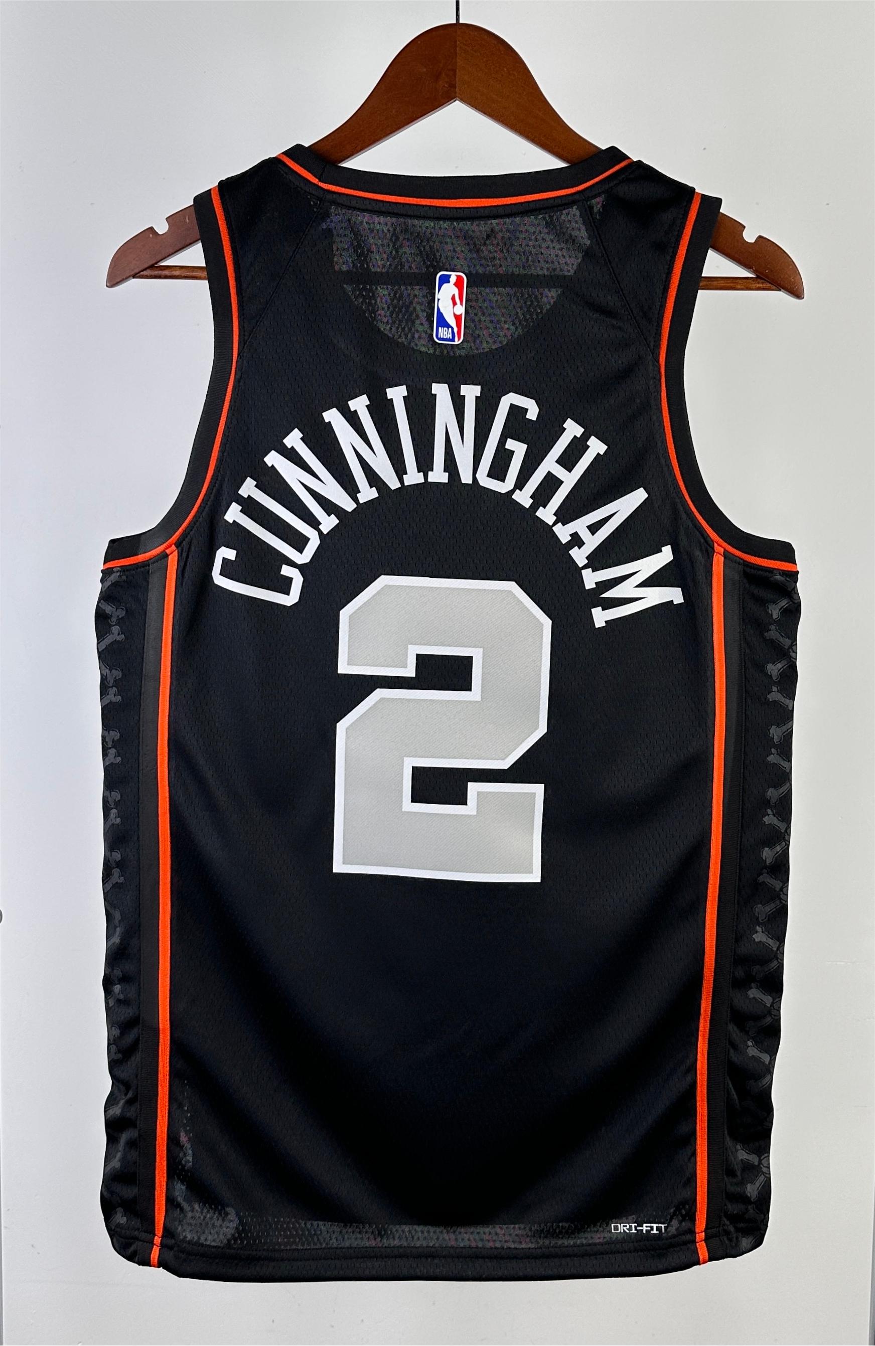 NBA Season 2024 Detroit Pistons Black City Edition #2 CUNNINGHAM Jersey High Quality Name and Number Print - leoleo123123
