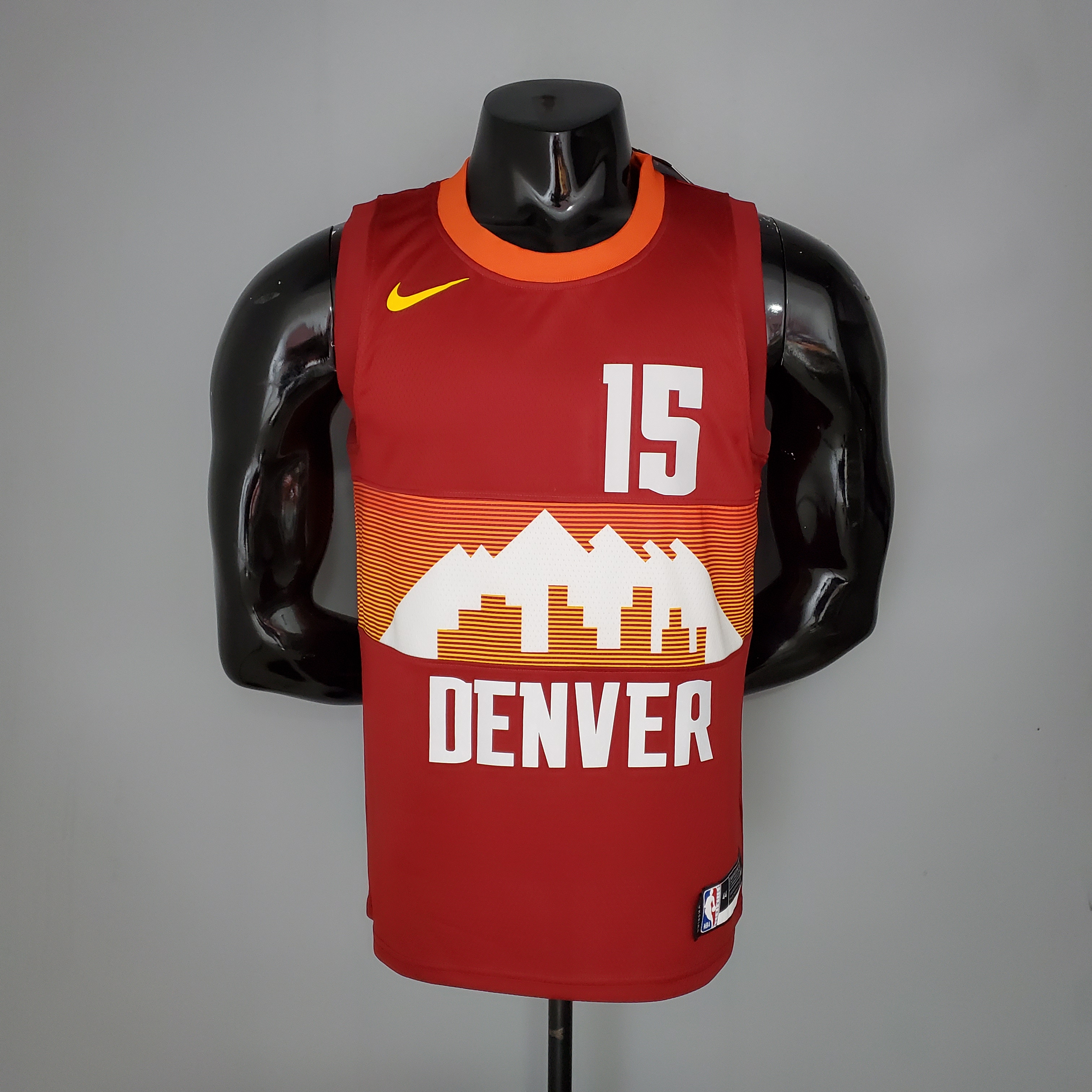NBA Men Season 2021 Denver Nuggets Red and Orange #15 JOKIC Jersey High Quality Name and Number Print - leoleo123123