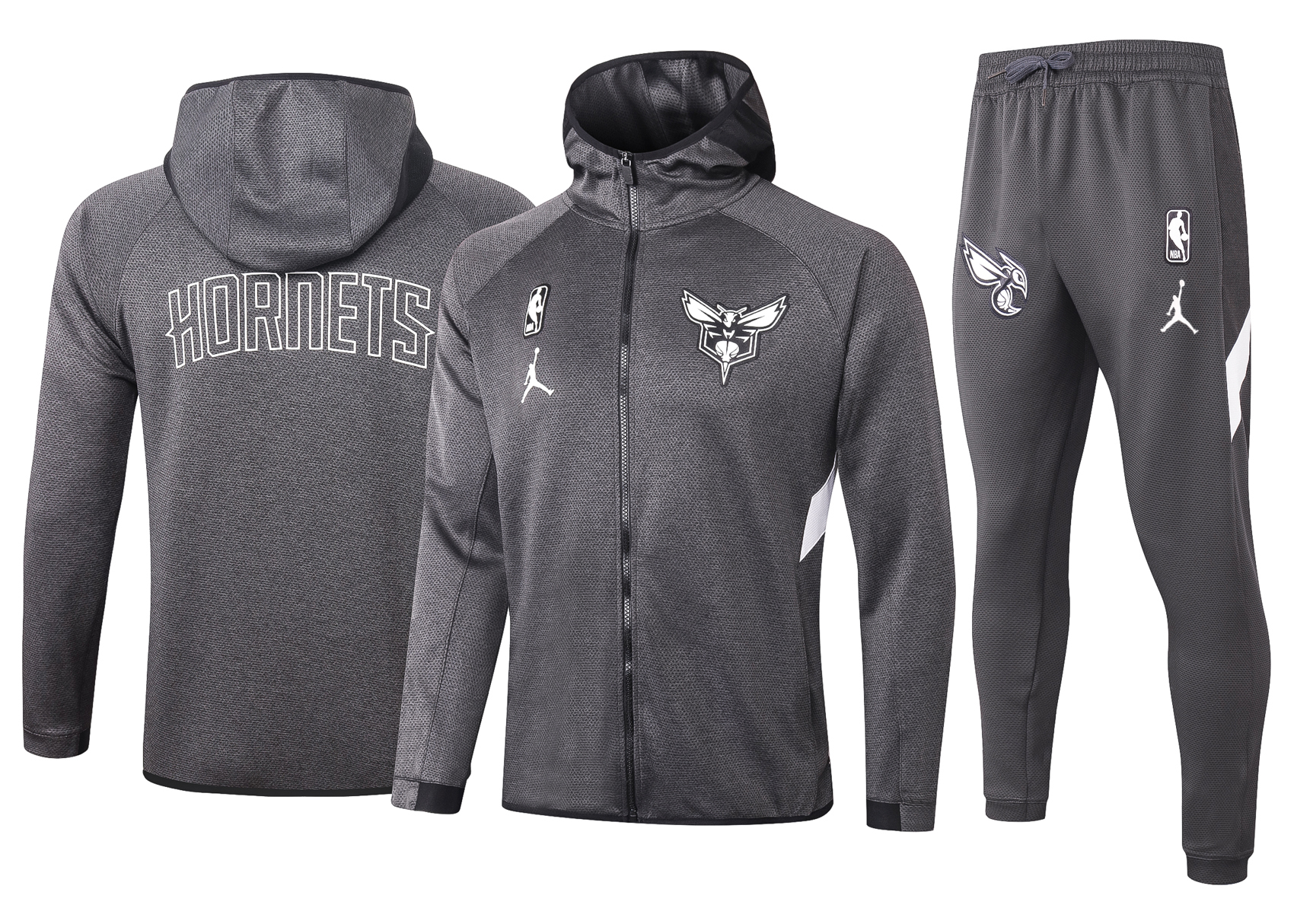 NBA Charlotte Hornets Dark Grey with Cap Jacket Tracksuit High Quality - leoleo123123