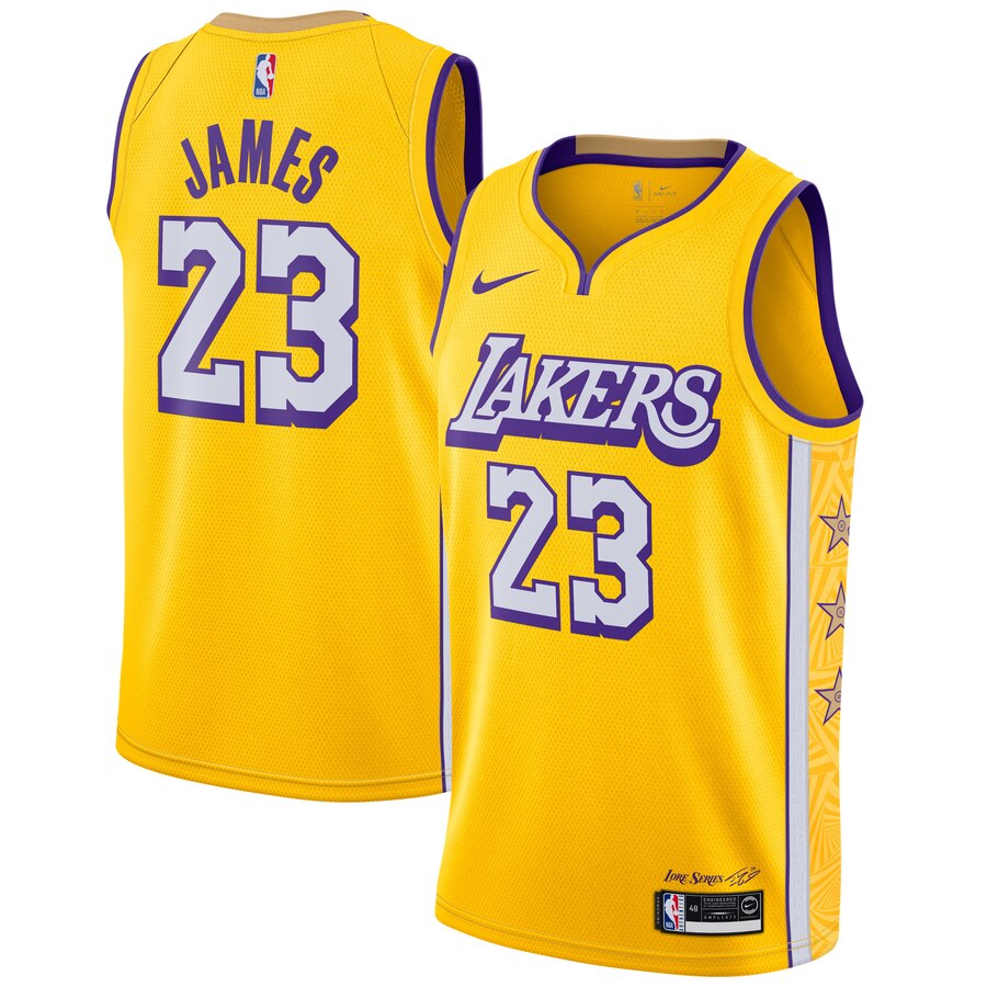 NBA Los Angeles Lakers 19-20 New Yellow #23 JAMES Jersey High Quality Name and Number Print - leoleo123123