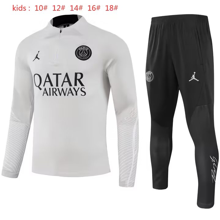 23/24 PSG Kids Light Grey Sweater Tracksuit Thai Quality - leoleo123123