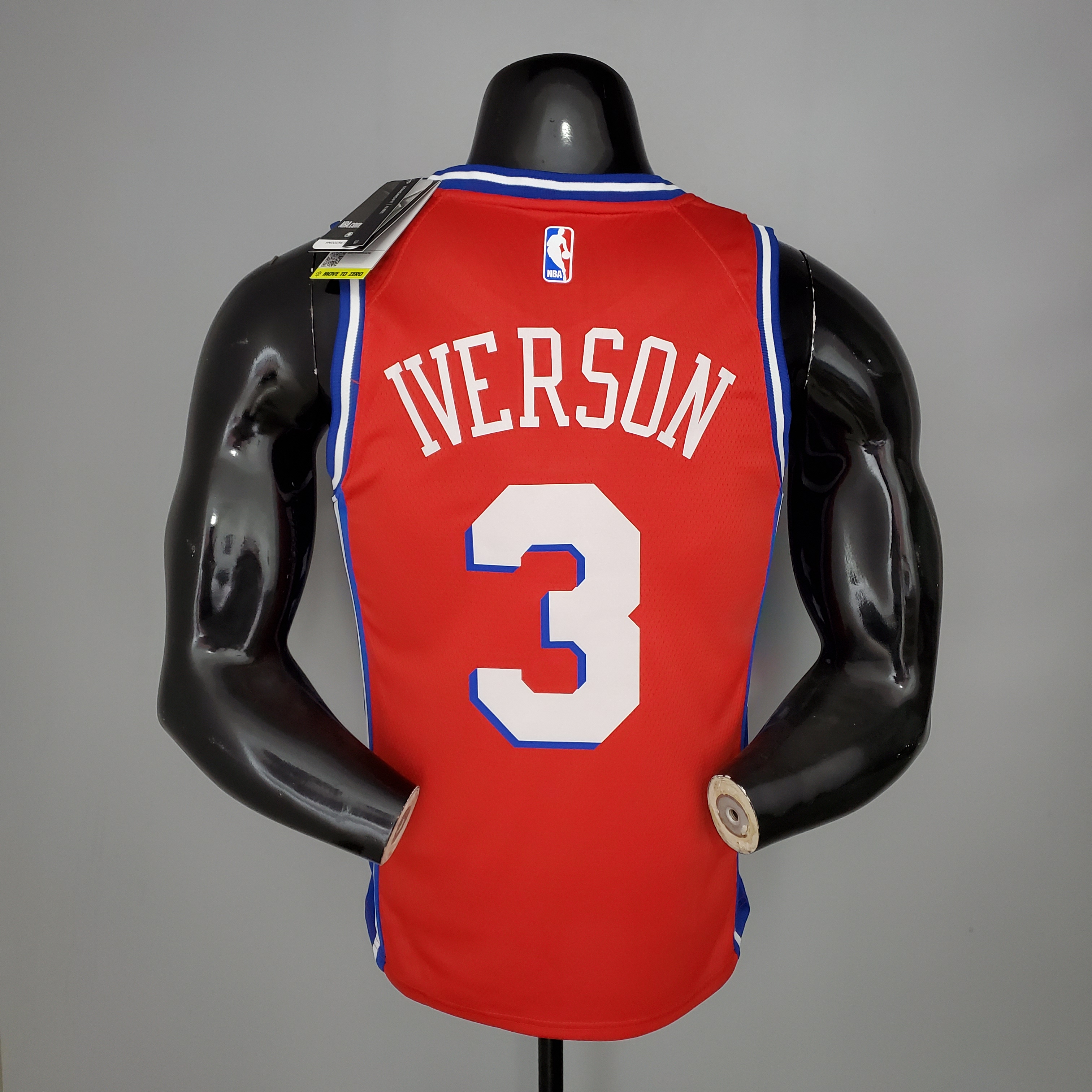NBA Men Season 2021 Philadelphia 76ers Red #3 IVERSON Jersey with Jordan Logo High Quality Name and Number Print - leoleo123123